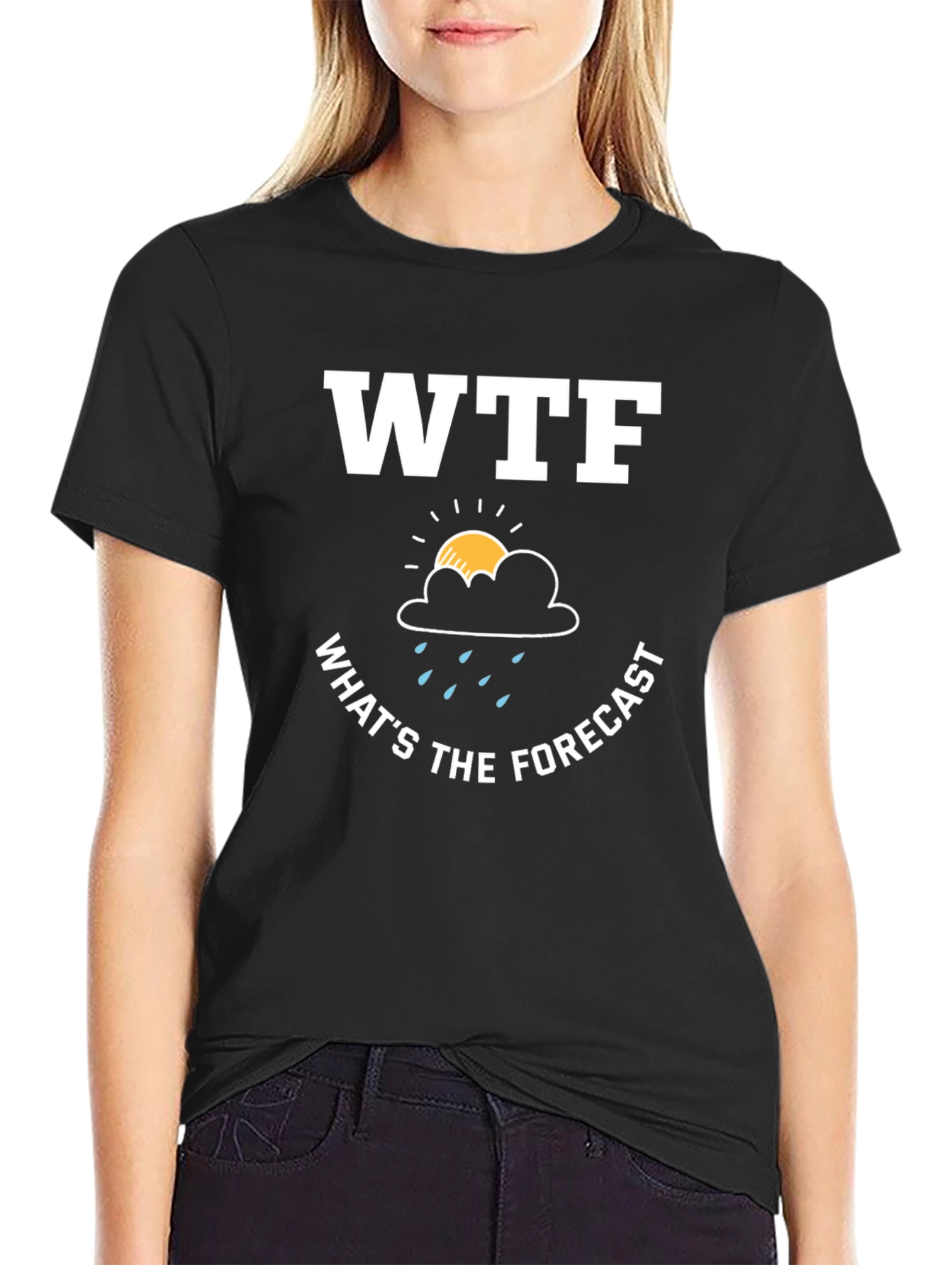 Black WTF What's the Forecast T-Shirt - Humorous Weather Tee view 2