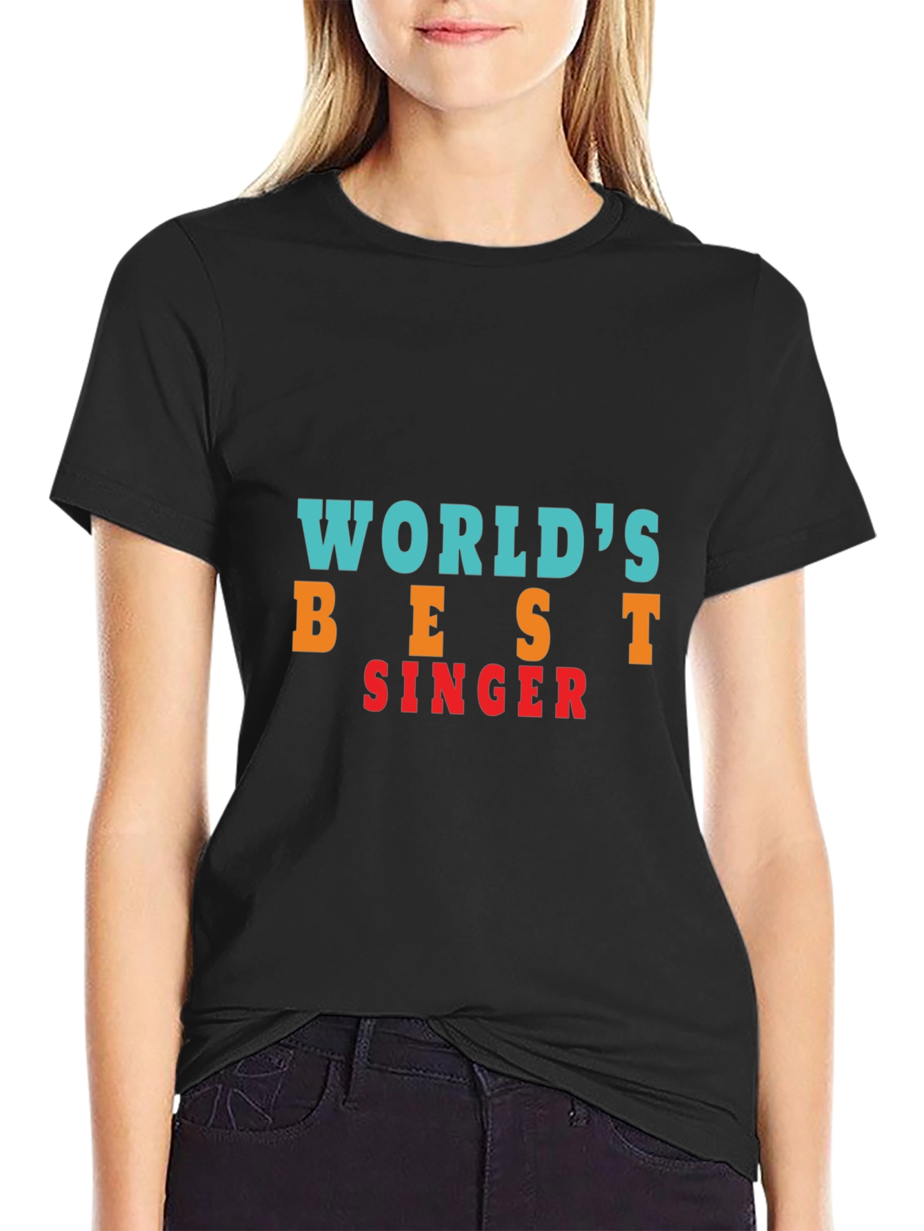 Black World's Best Singer Black T-Shirt view 2