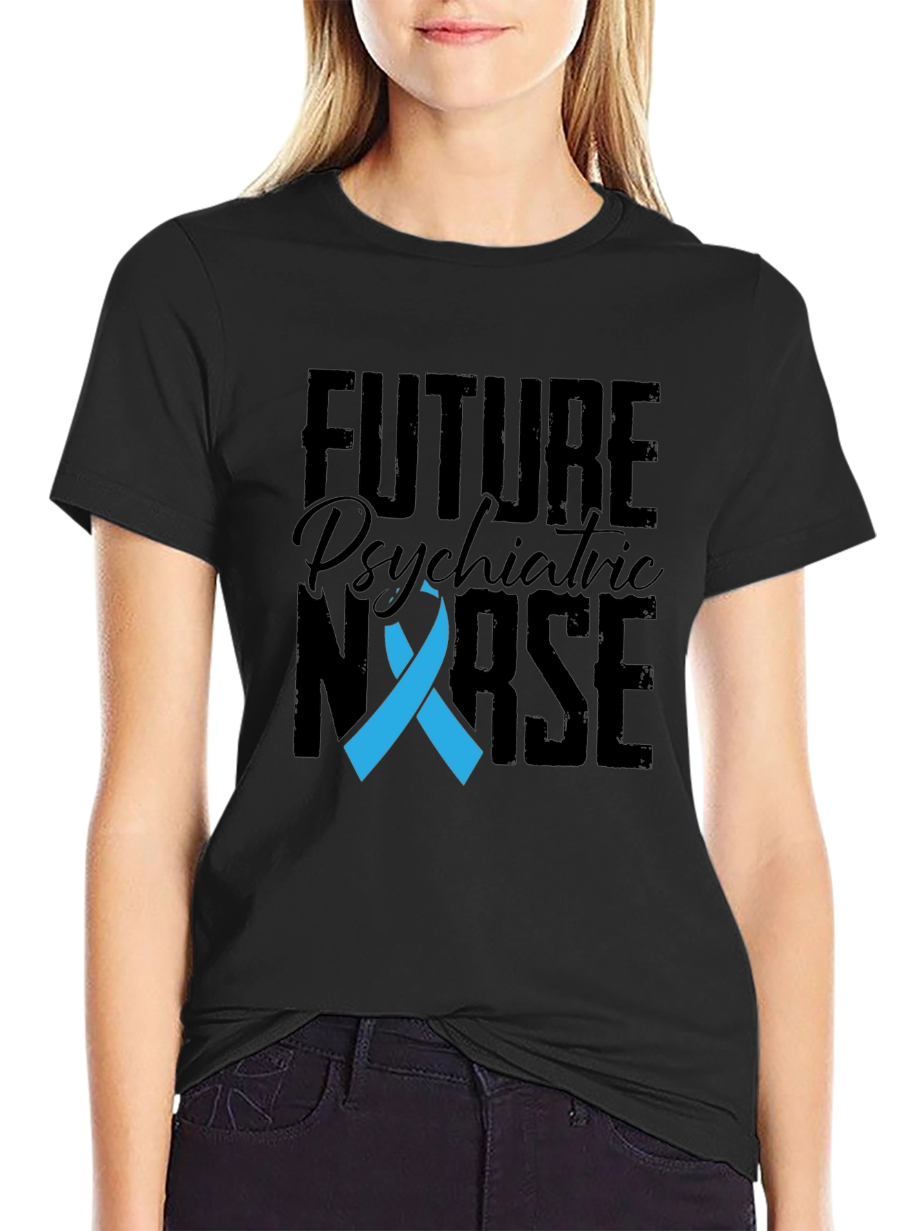 Black Future Psychiatric Nurse T-Shirt view 2