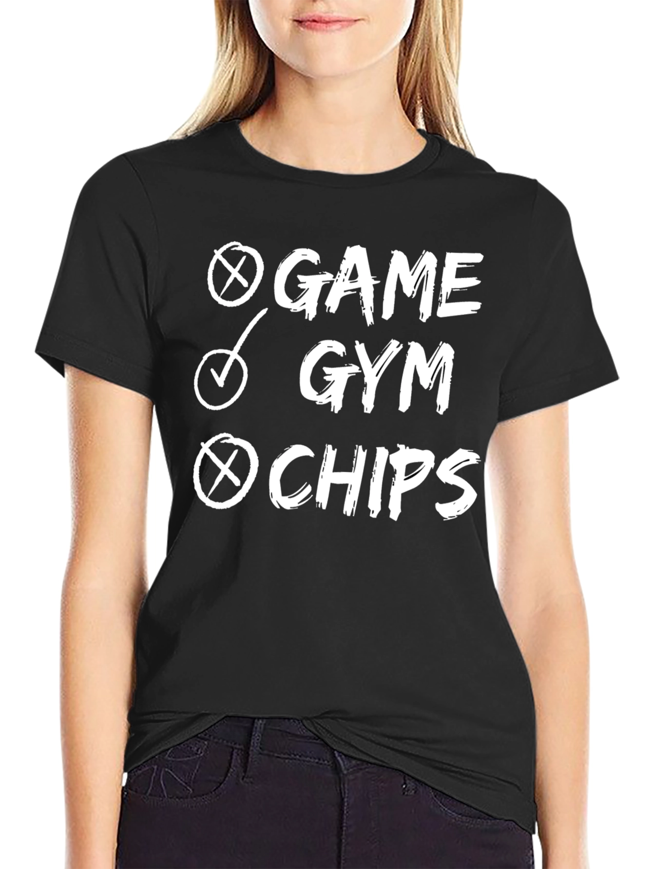 Black Game Gym Chips T-Shirt - Men's Funny Workout Tee view 2