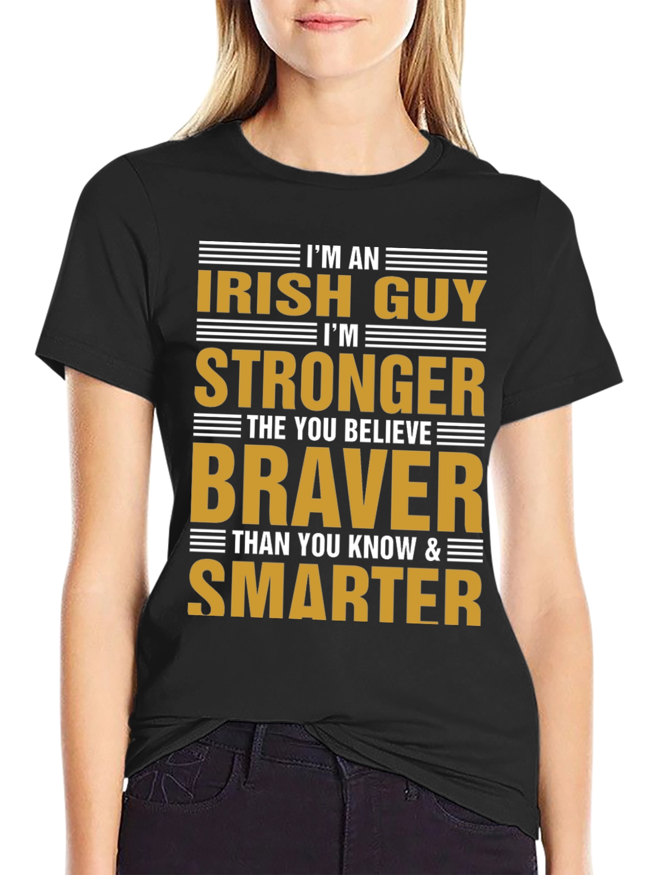 Black Irish Guy Graphic T-Shirt - Stronger, Braver, Smarter view 2