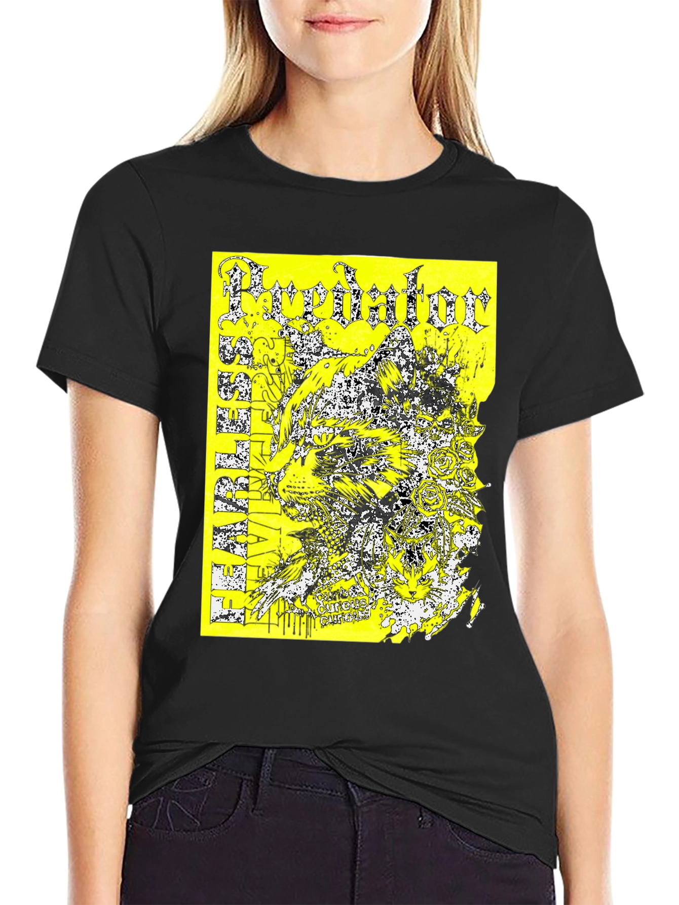 Black Predator Graphic Print T-Shirt - Black view 2