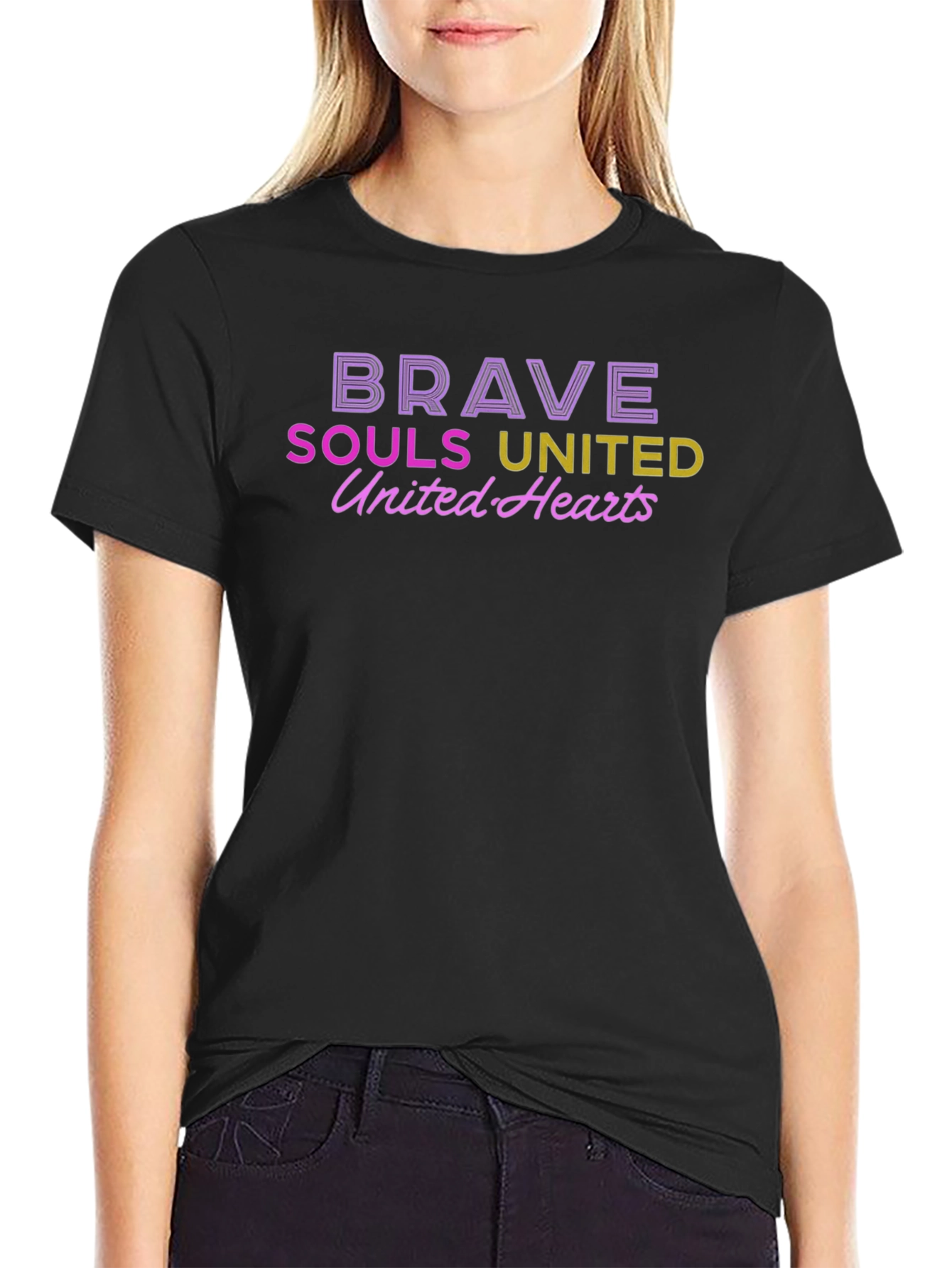 Black Brave Souls United Graphic T-Shirt - Black view 2