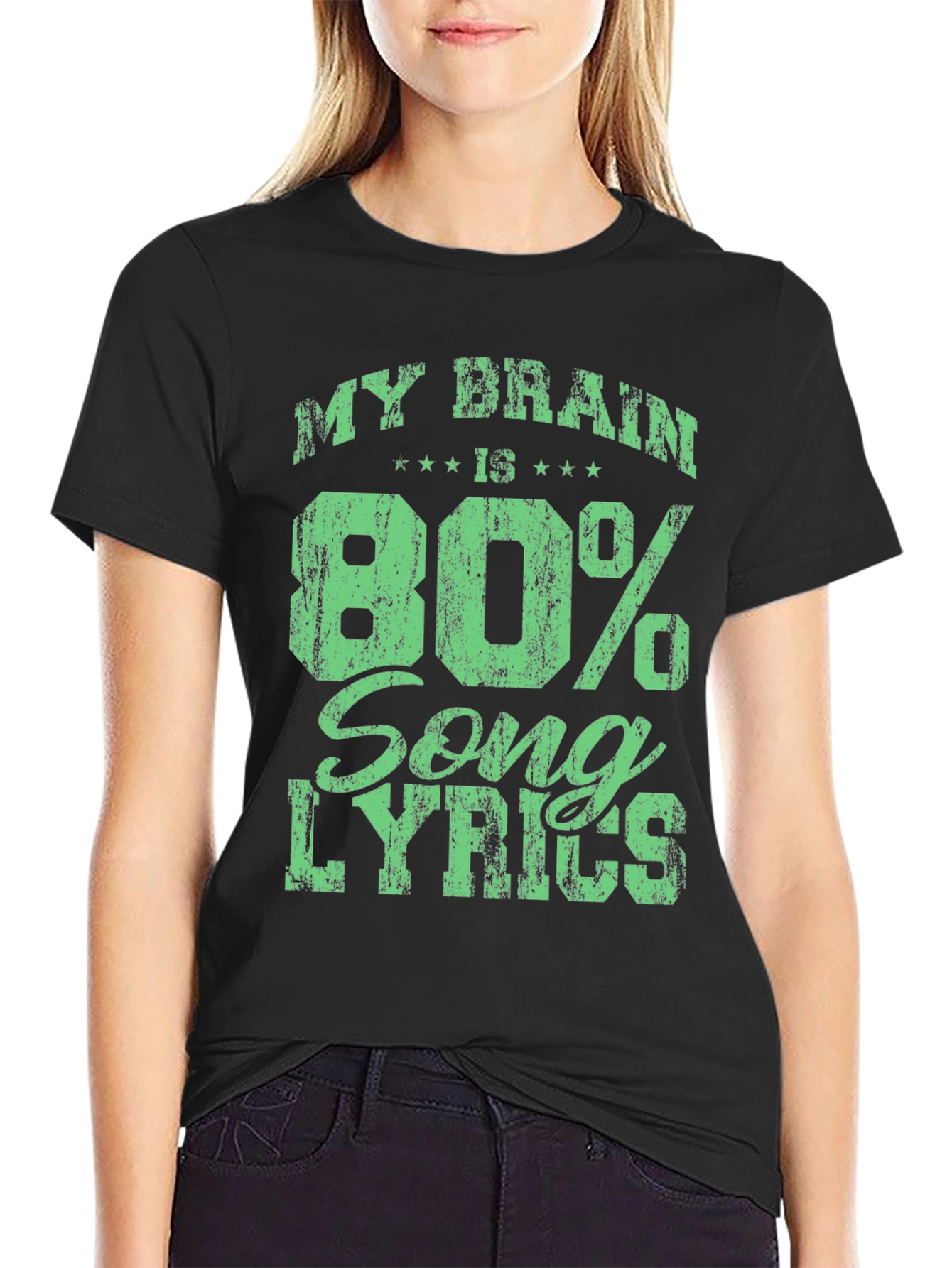 Black My Brain is 80% Song Lyrics Black T-Shirt view 2