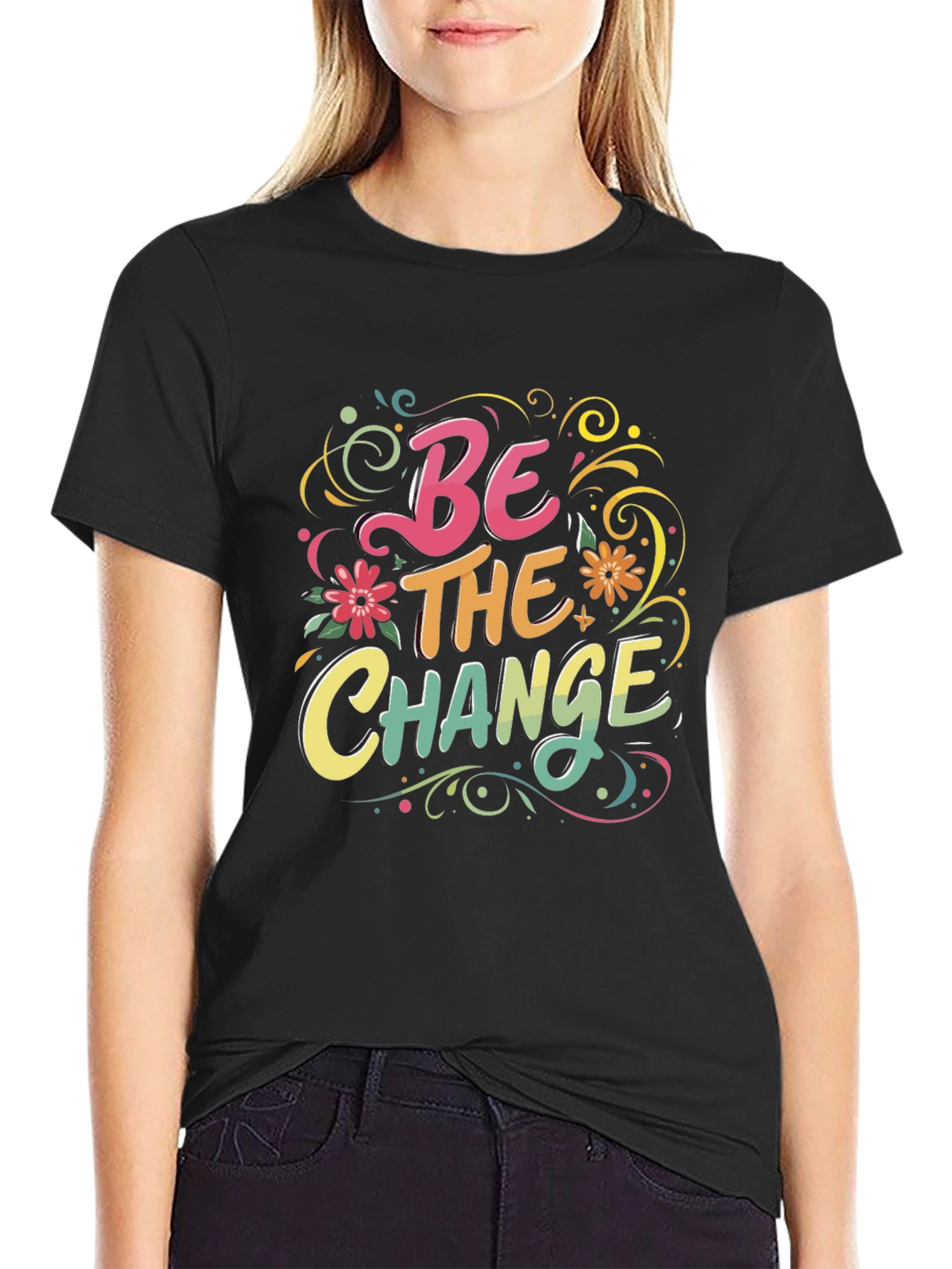 Black Be The Change Graphic Tee - Inspiring Design view 2