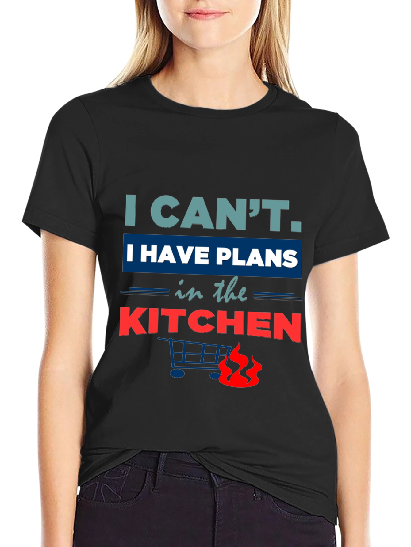 Black Funny Kitchen Plans Graphic Tee - Black view 2