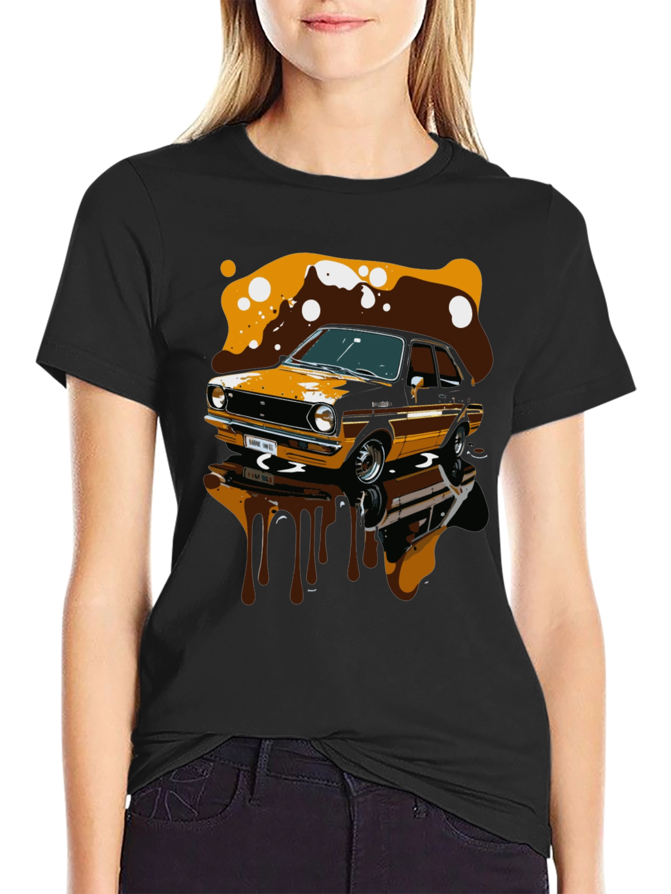 Black Vintage Car Graphic T-Shirt view 2