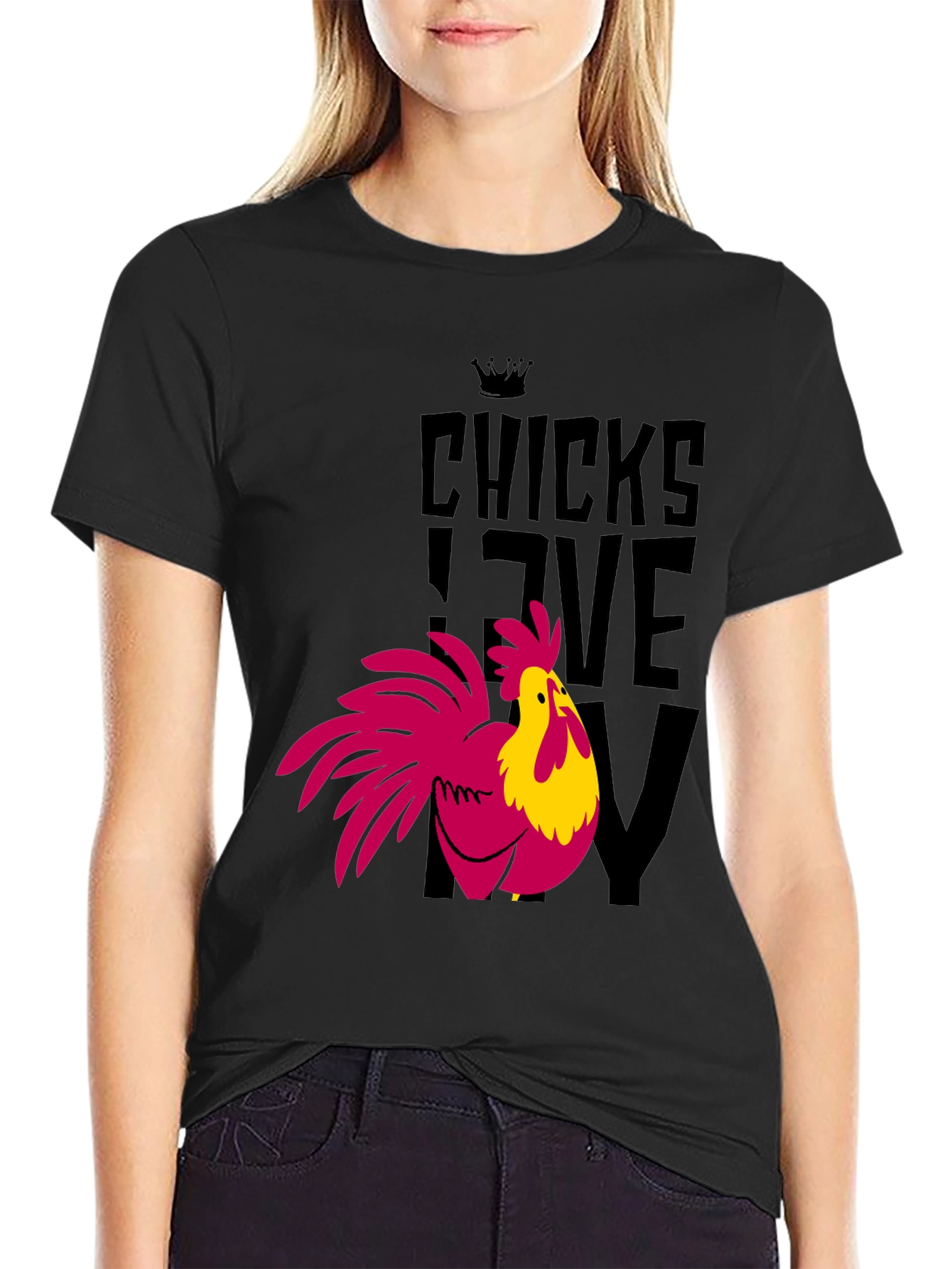 Black Chicks Love My Chicken Graphic T-Shirt - Funny Rooster Tee view 2