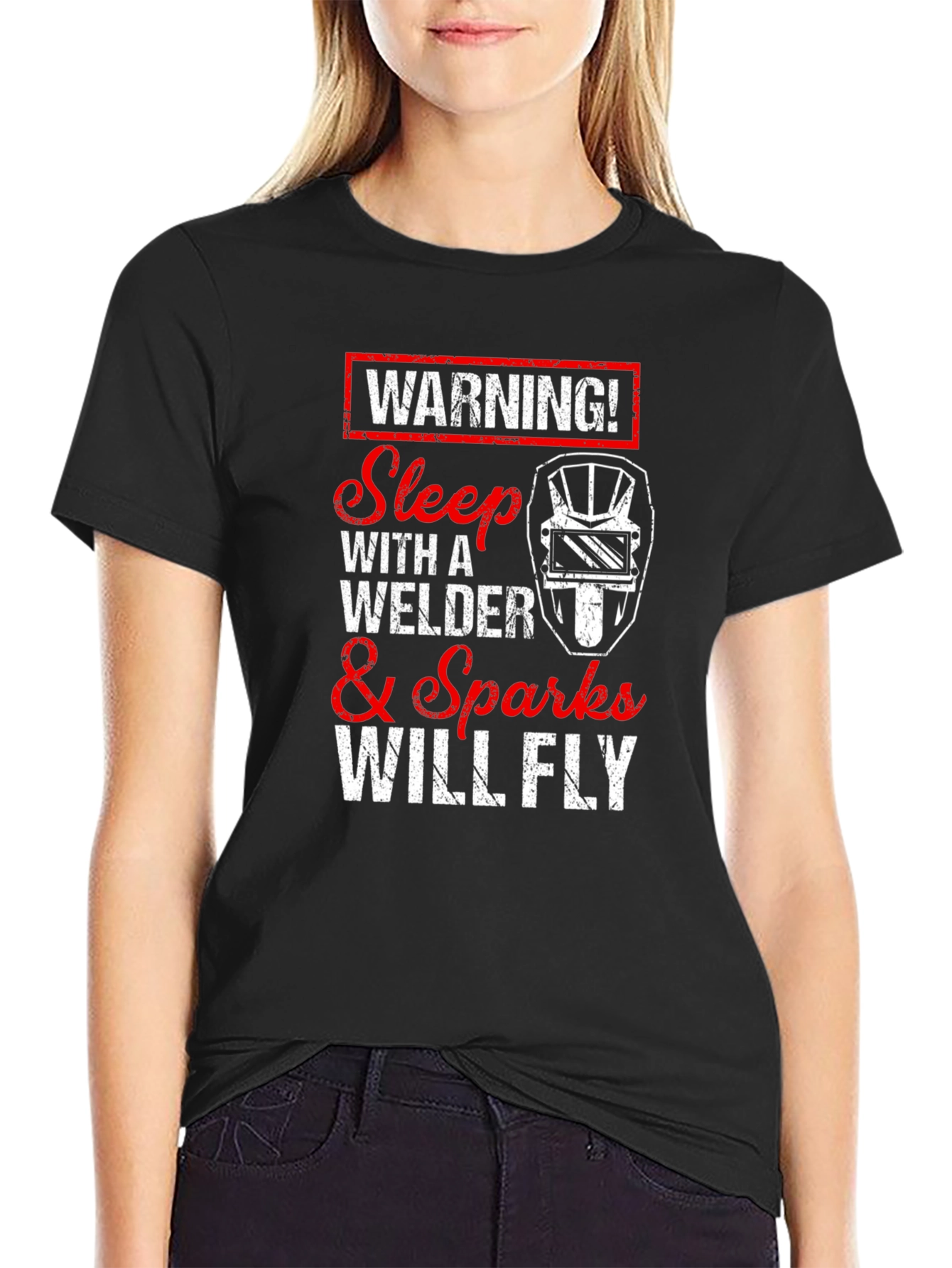 Black Warning Welder T-Shirt - Sparks Will Fly! view 2