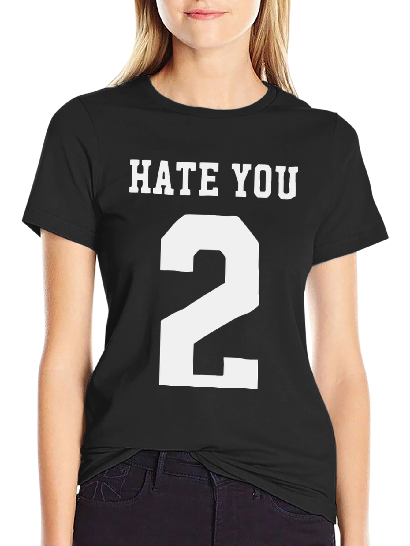 Black Hate You 2 T-Shirt - Funny Novelty Tee view 2