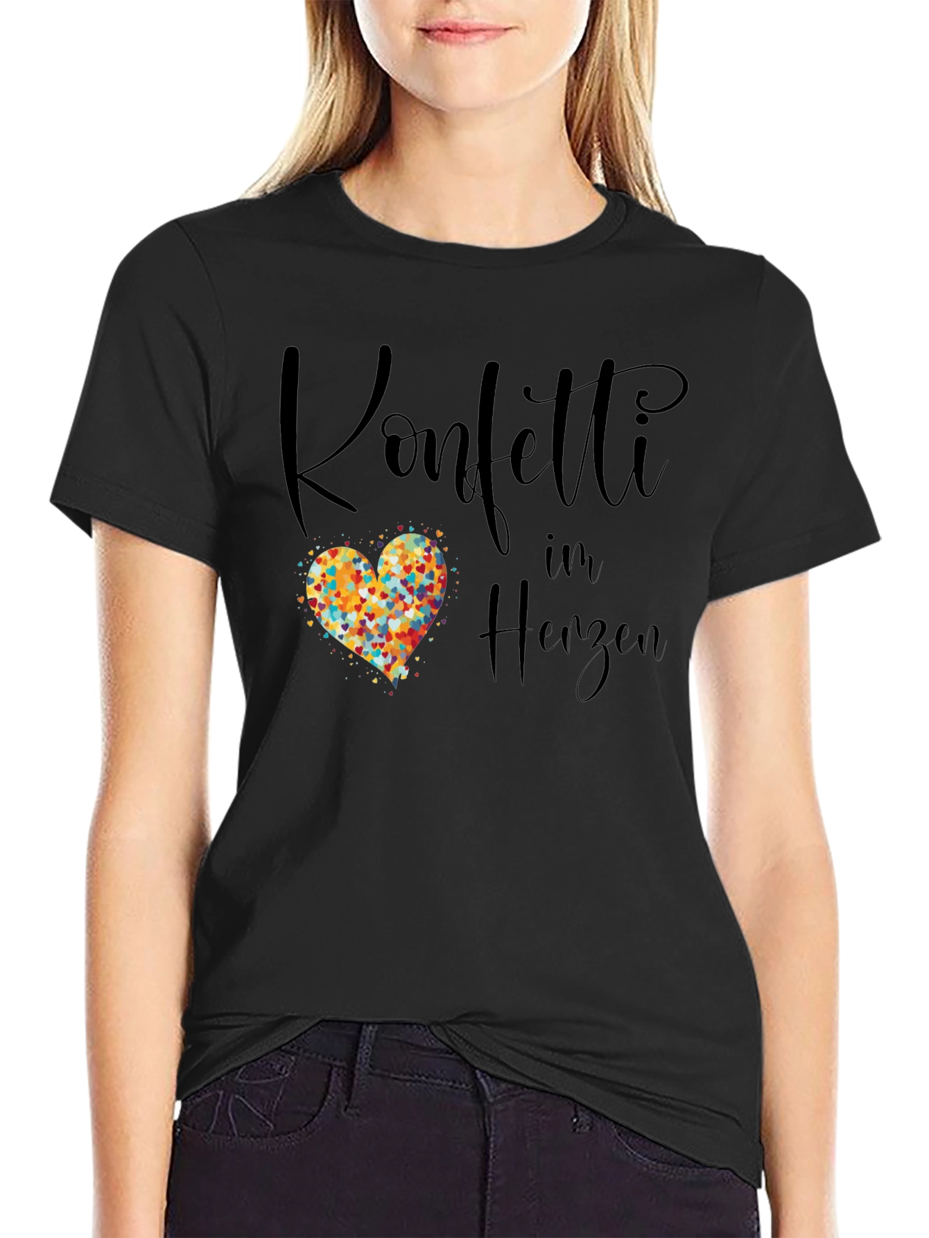 Black Konfetti im Herzen Graphic Tee - Black T-Shirt view 2