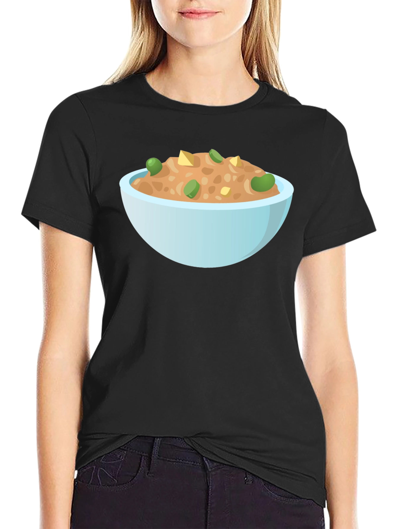 Black Bowl of Food Graphic Tee - Unisex Black T-Shirt view 2