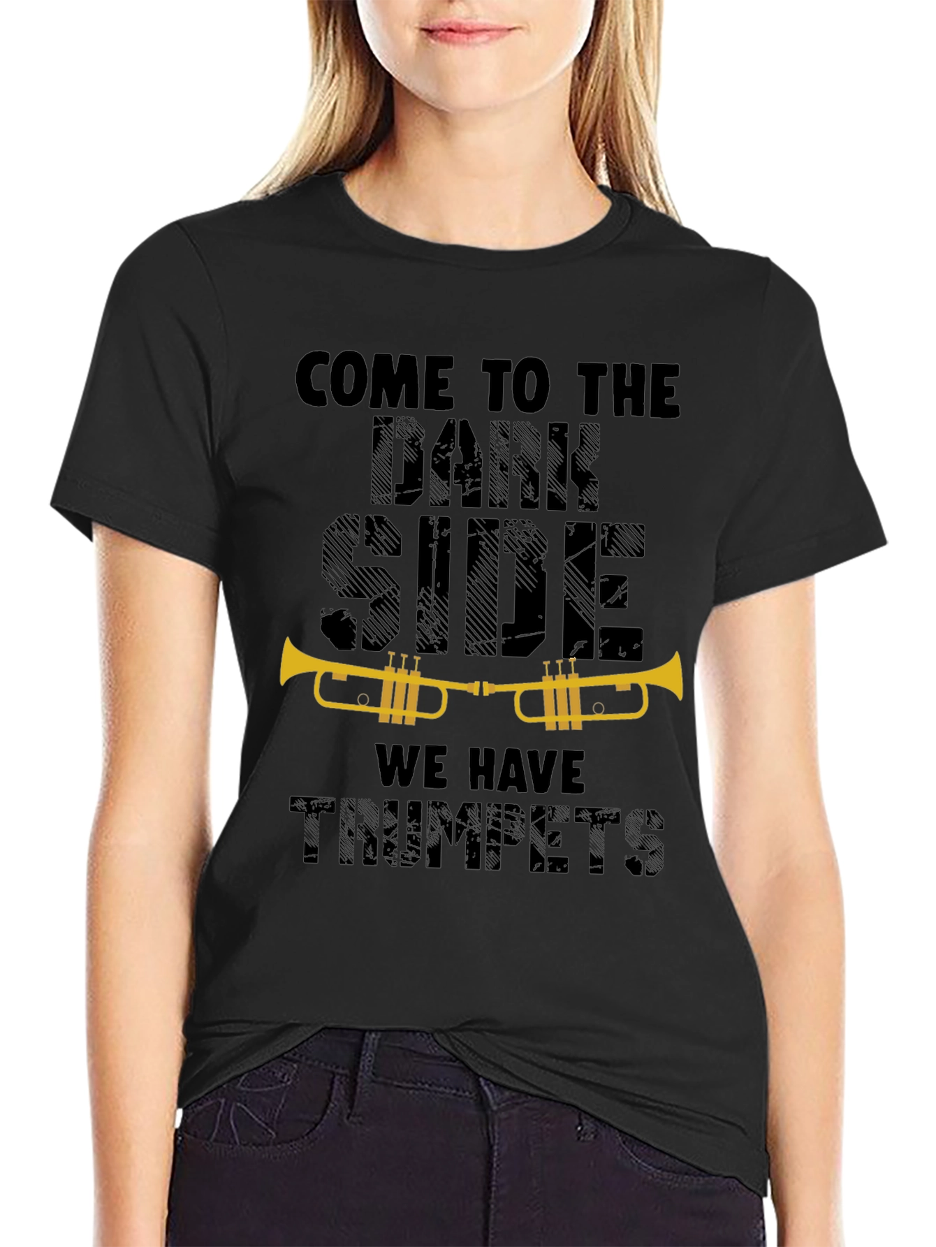 Black Dark Side Trumpets Graphic T-Shirt view 2