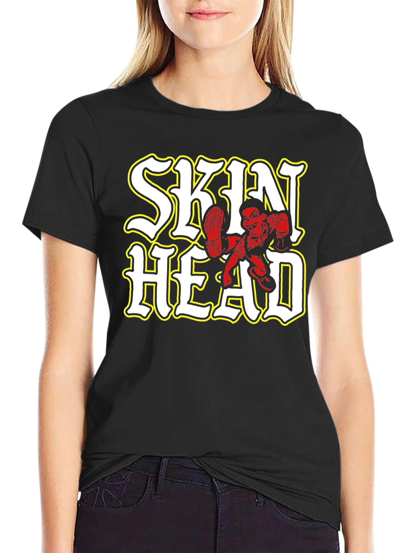Black Skinhead Graphic Black T-Shirt view 2