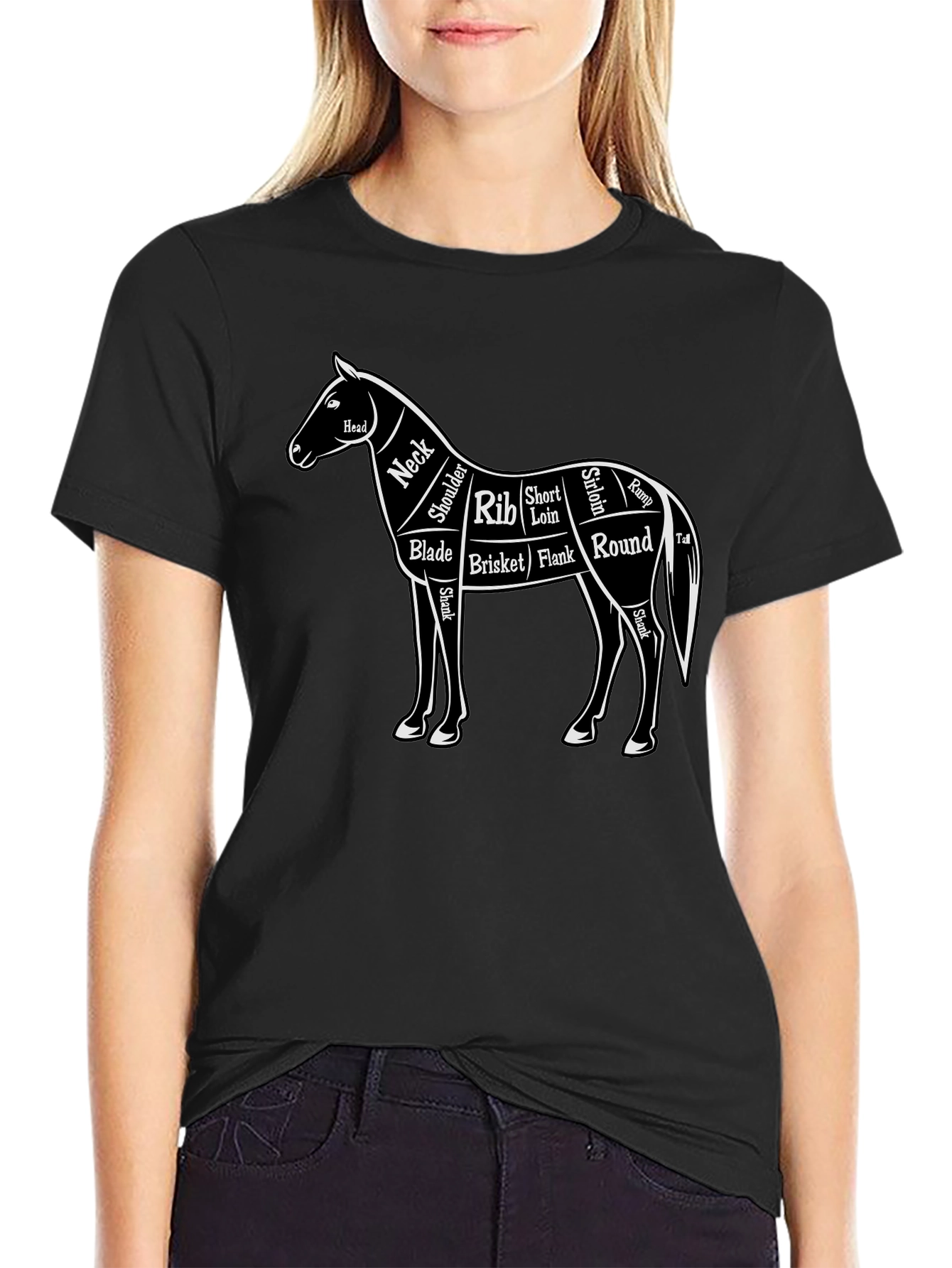 Black Horse Anatomy Black Graphic T-Shirt view 2