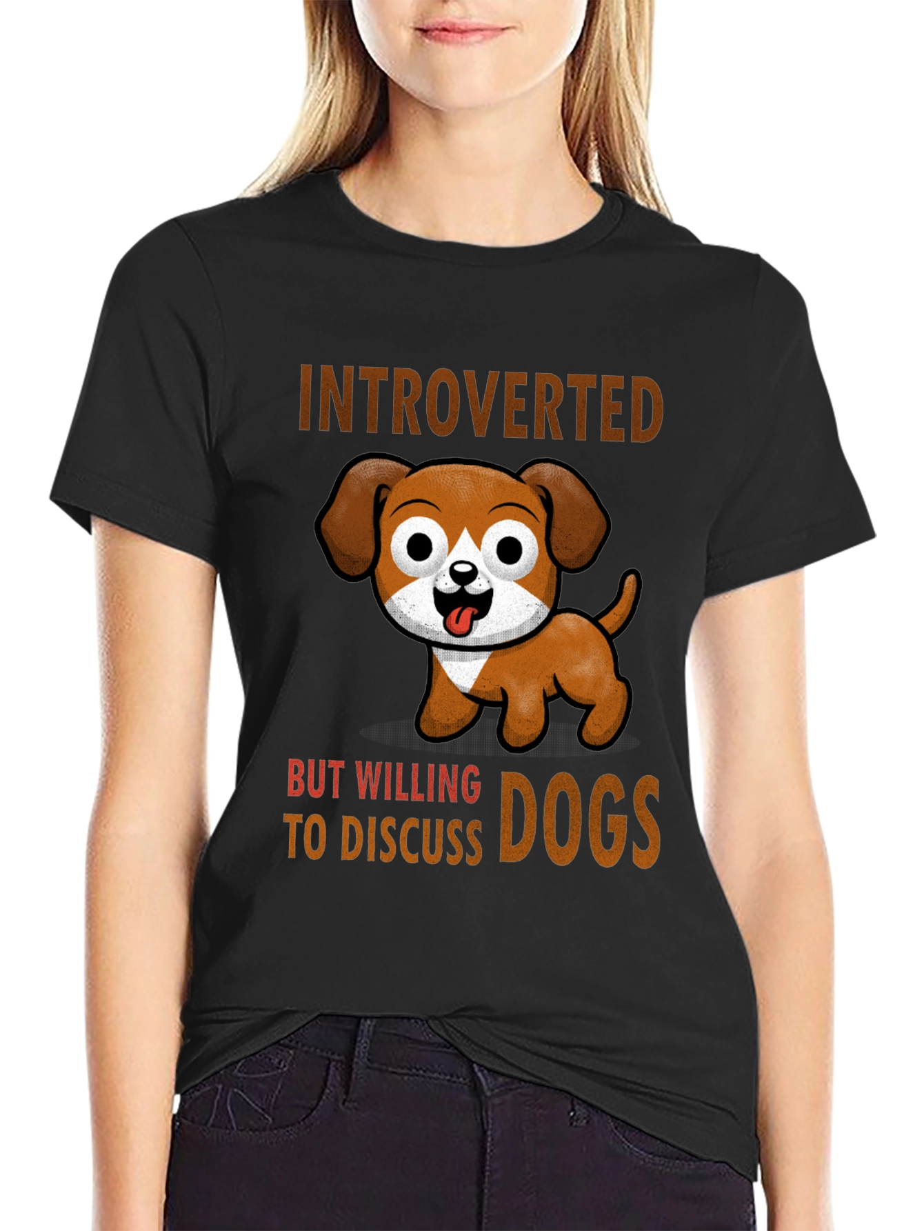 Black Introverted But Willing to Discuss Dogs T-Shirt view 2
