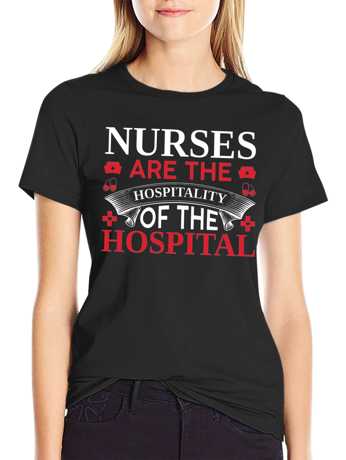 Black Nurses Hospitality T-Shirt - Black view 2