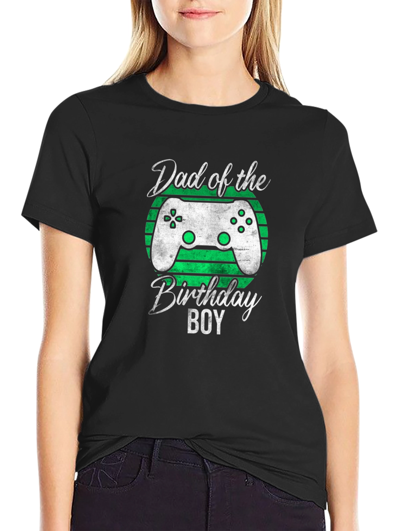 Black Dad of the Birthday Boy Gamer T-Shirt view 2