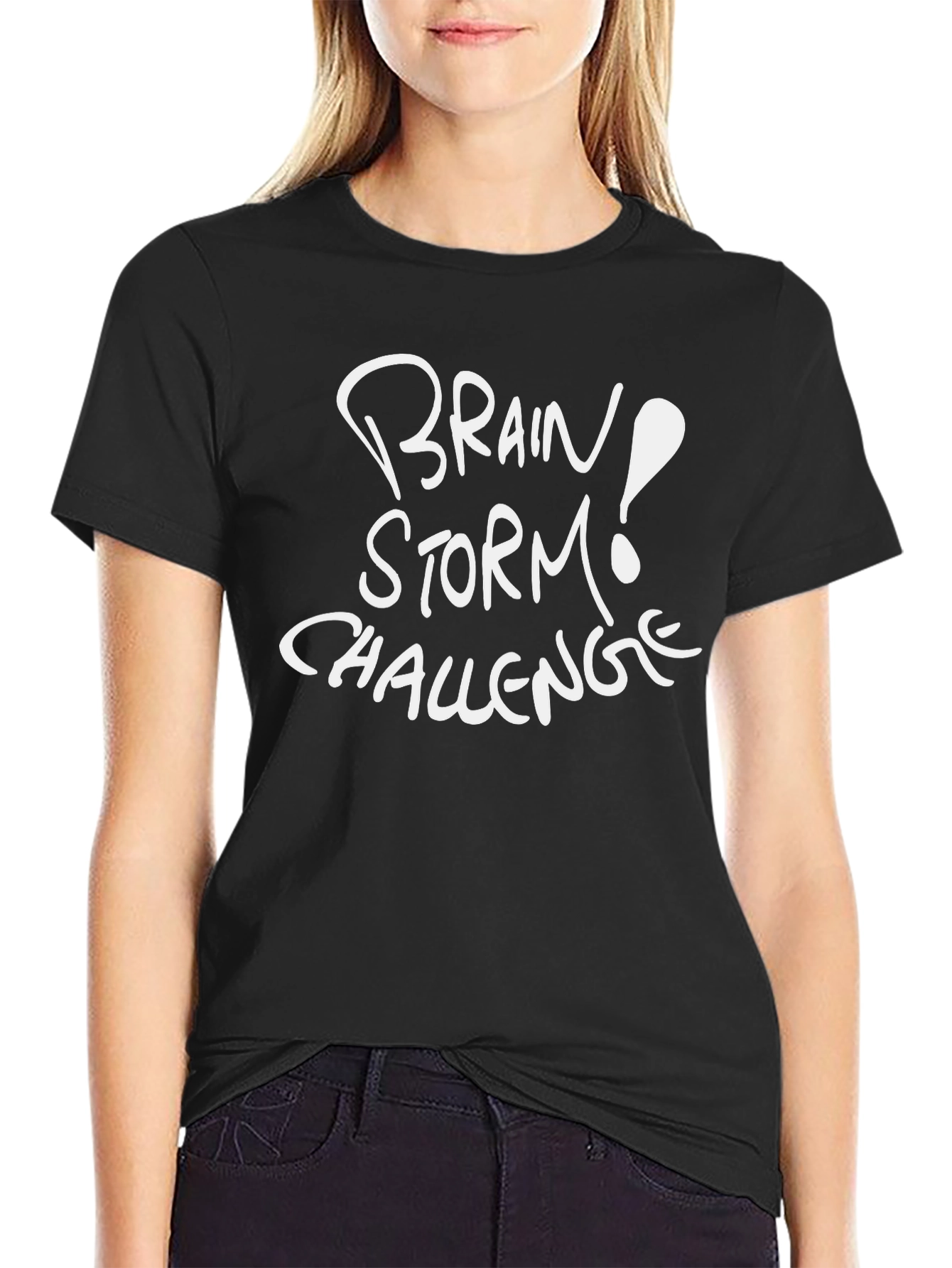 Black Brain Storm Challenge Black Graphic T-Shirt view 2