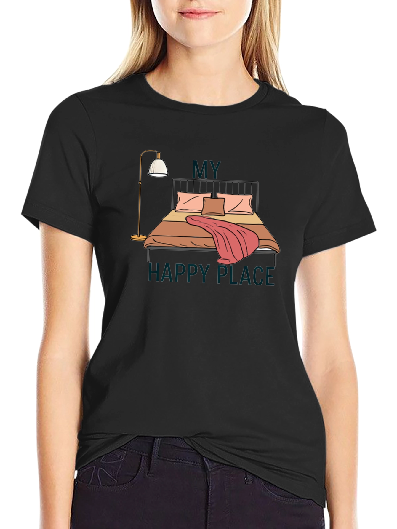 Black My Happy Place Graphic Tee - Comfort Zone T-Shirt view 2