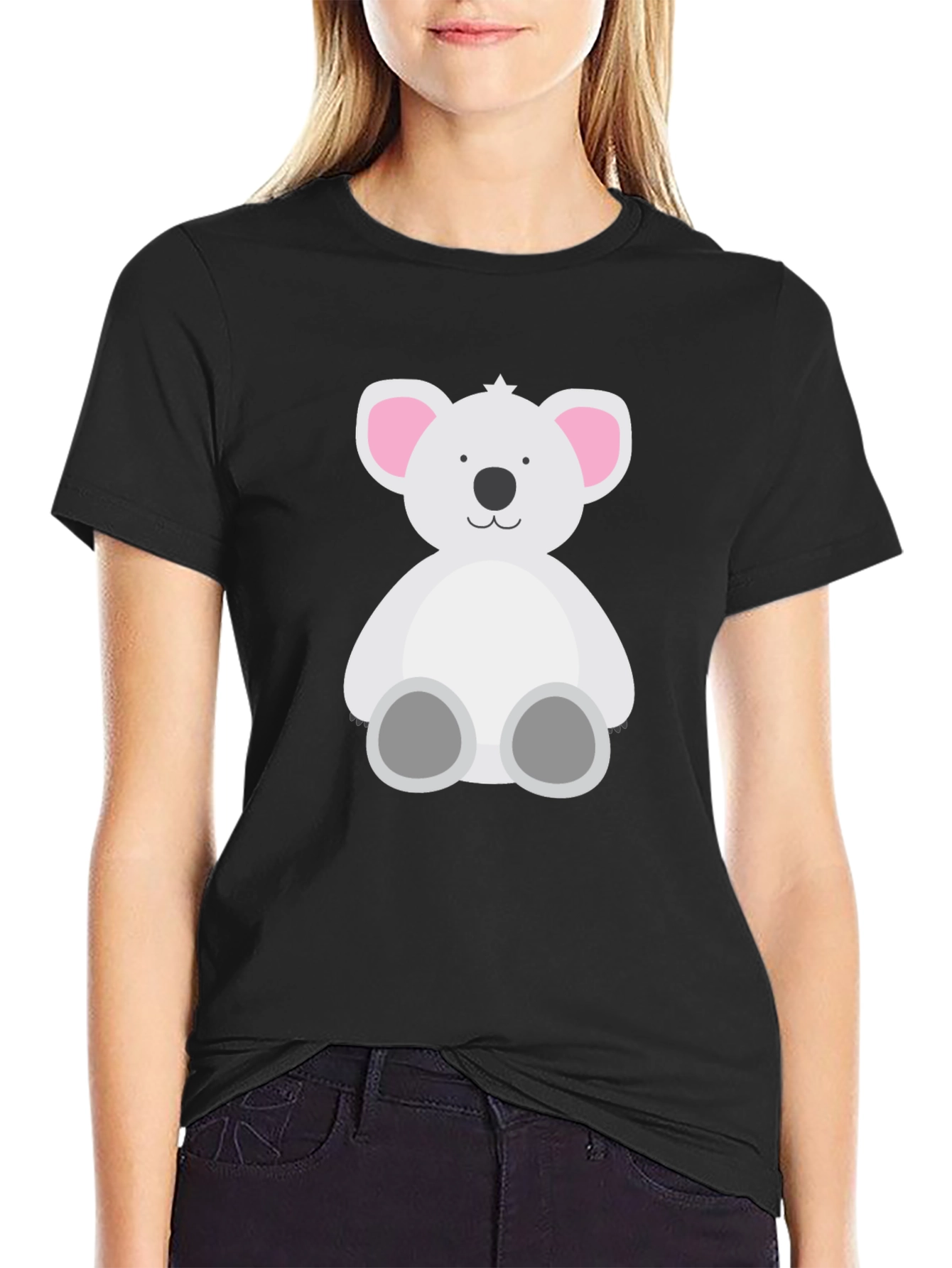 Black Cute Koala Bear Graphic T-Shirt view 2