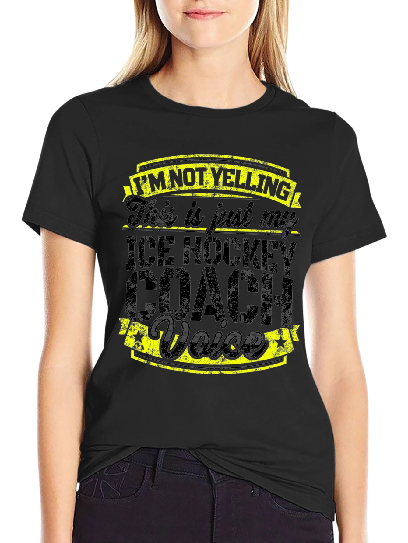 Black Ice Hockey Coach Voice T-Shirt - Funny Coach Tee view 2
