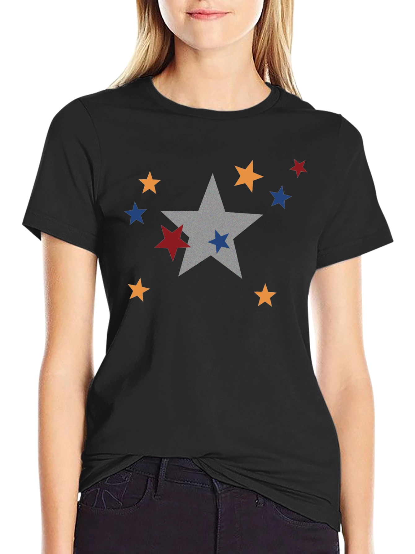 Black Starry Black T-Shirt - Casual Style view 2