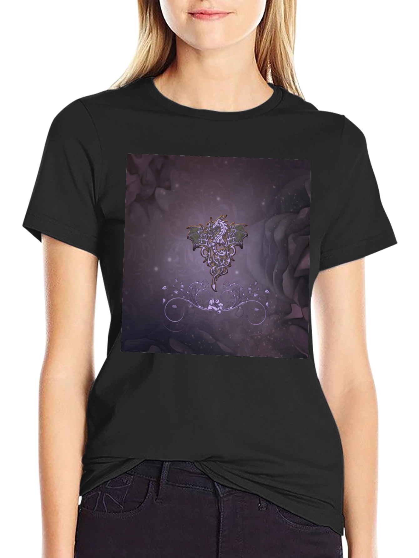 Black Dragon Celtic Knot Design Tee - Fantasy Apparel view 2