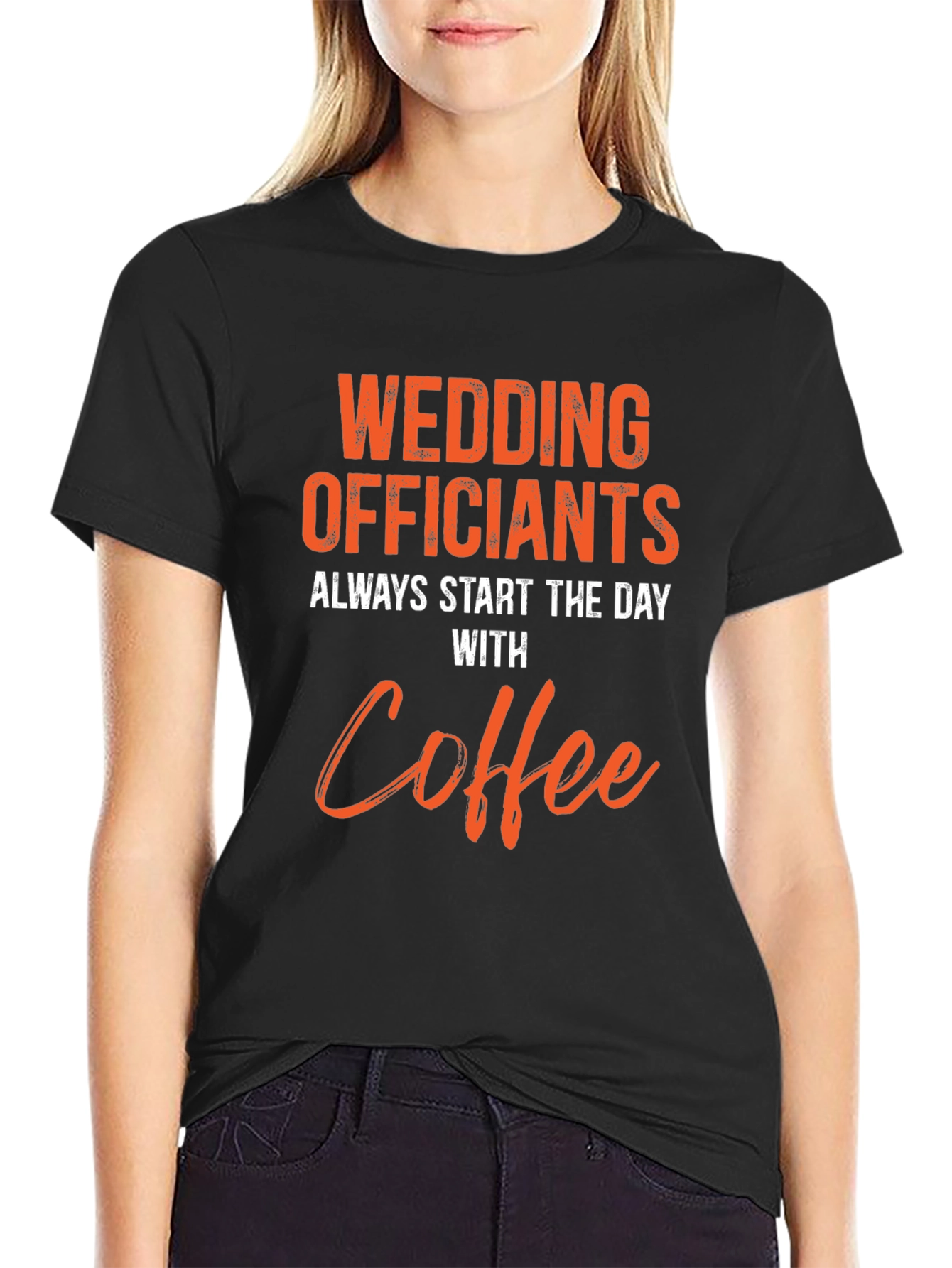 Black Wedding Officiants Coffee T-Shirt view 2
