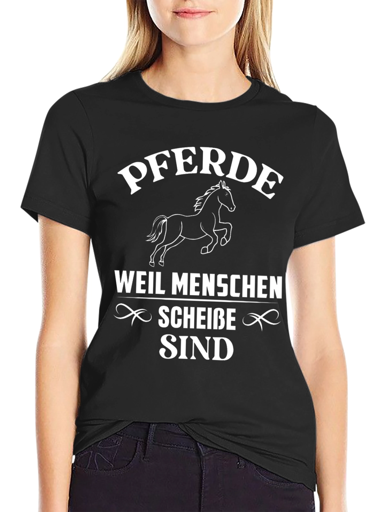 Black Pferde Weil Menschen Scheibe Sind Horse T-Shirt view 2