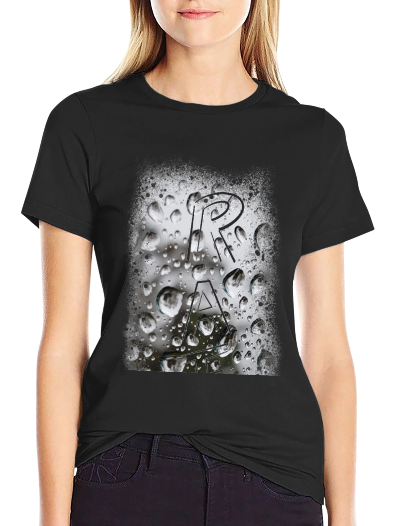 Black Abstract Graphic Black T-Shirt view 2