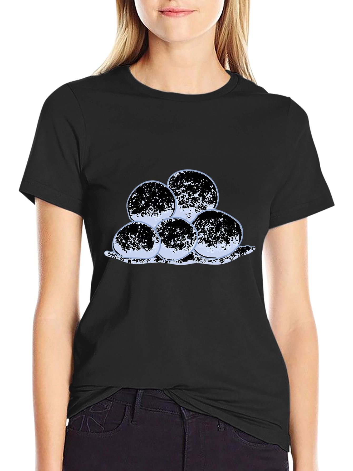 Black Unique Round Design Black T-Shirt view 2