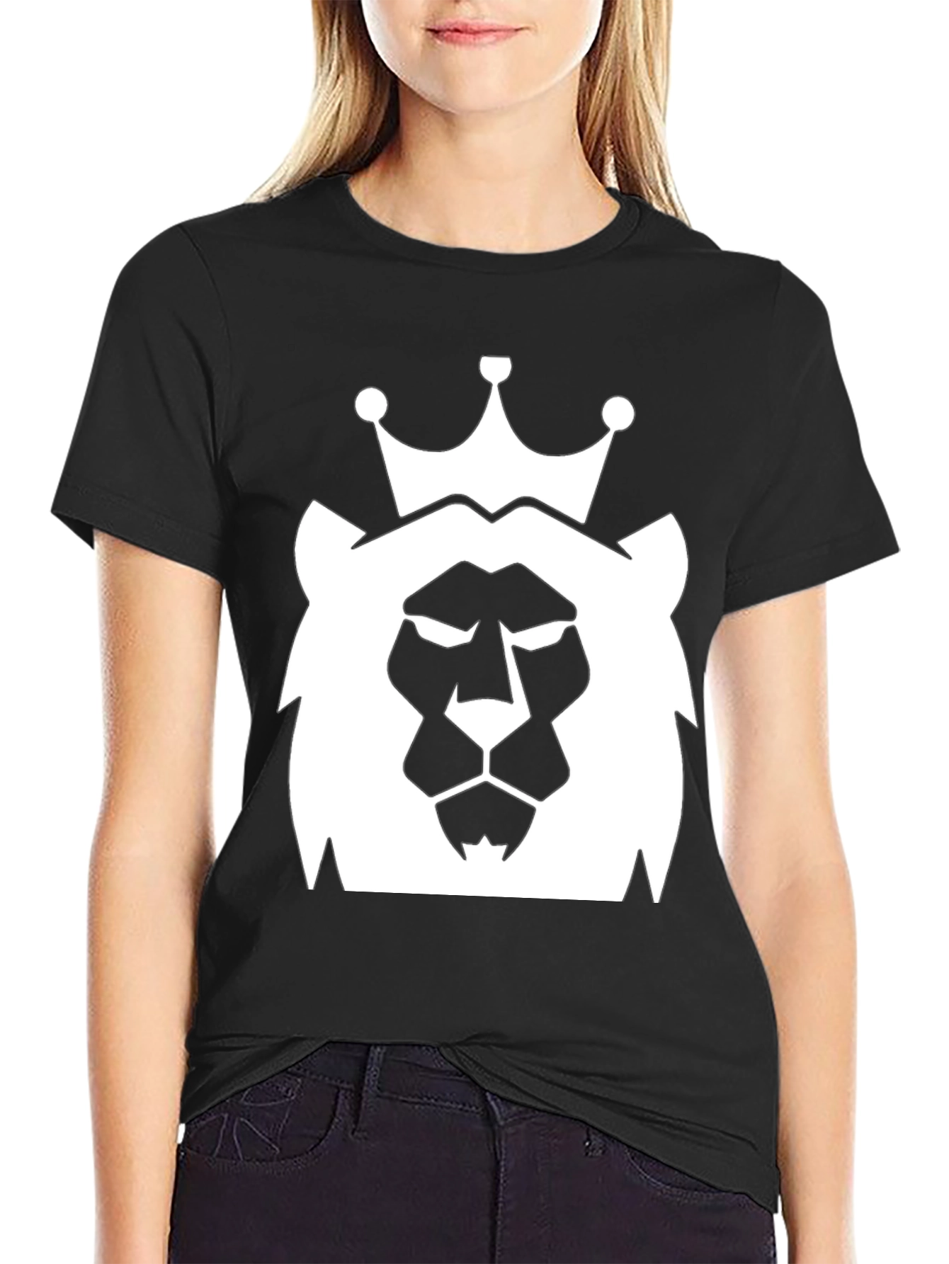 Black King Lion Graphic Tee - Black Cotton Blend view 2