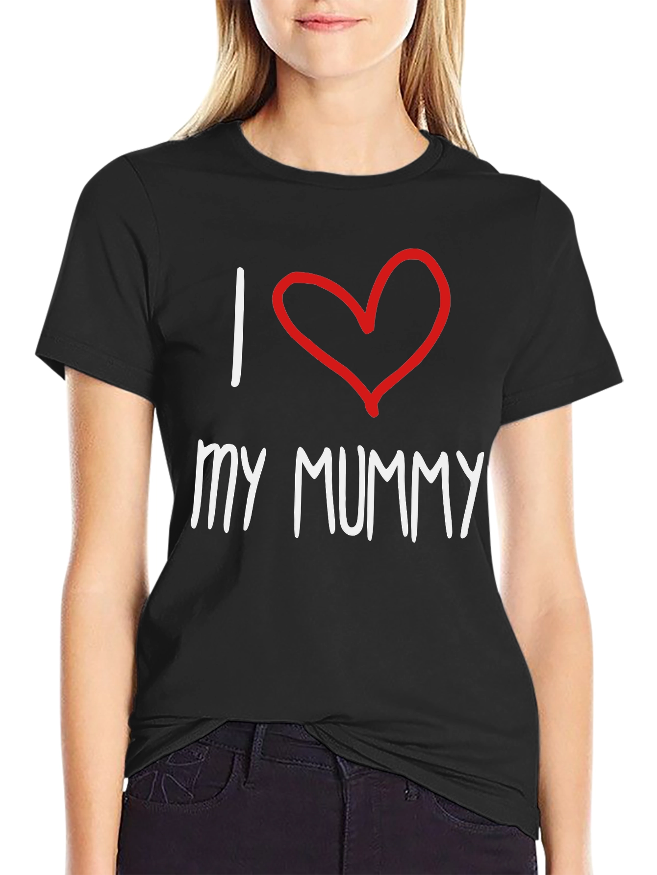 Black I Love My Mummy T-Shirt - Black Cotton Tee view 2