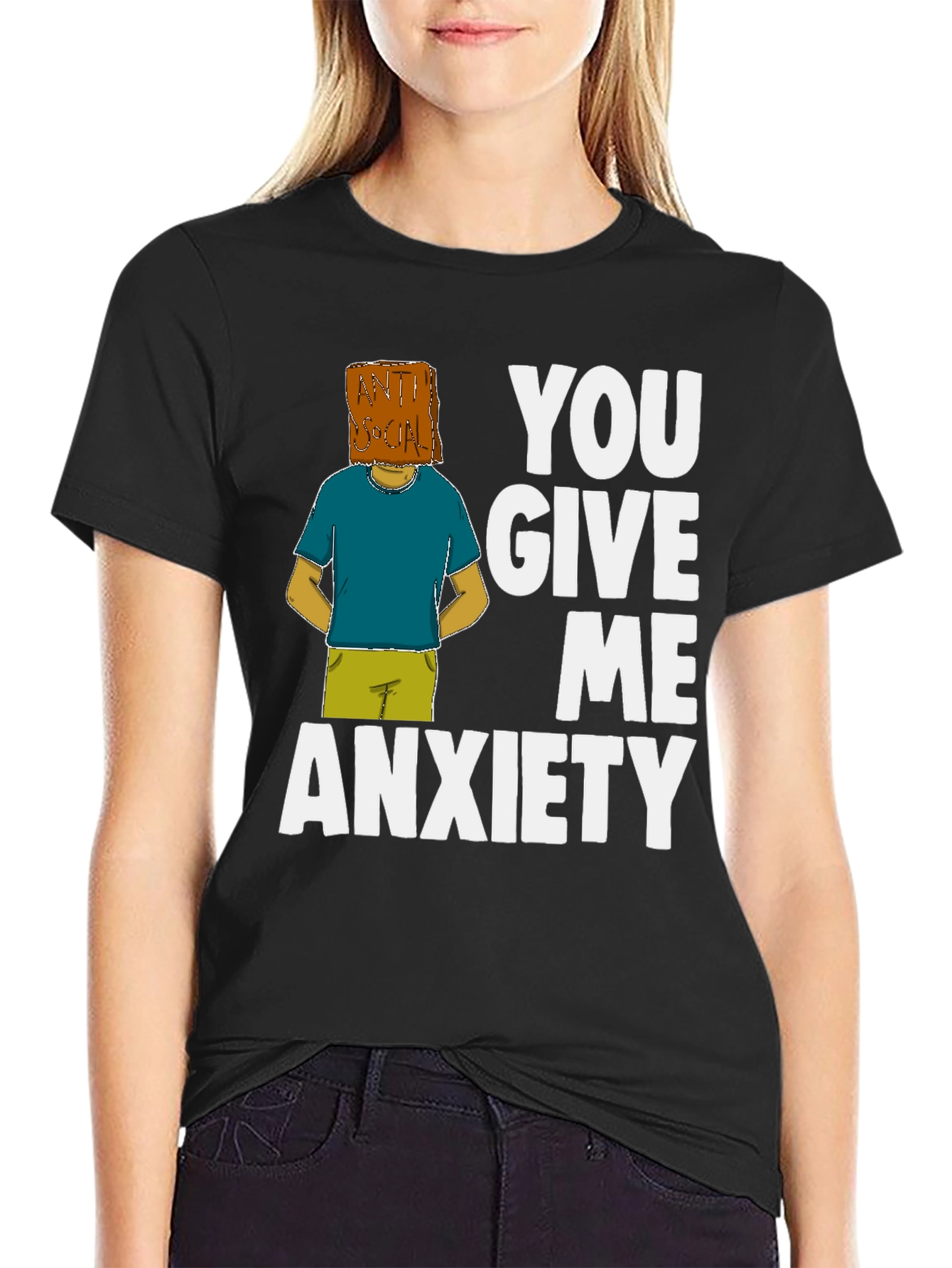 Black Anti-Social Anxiety T-Shirt view 2