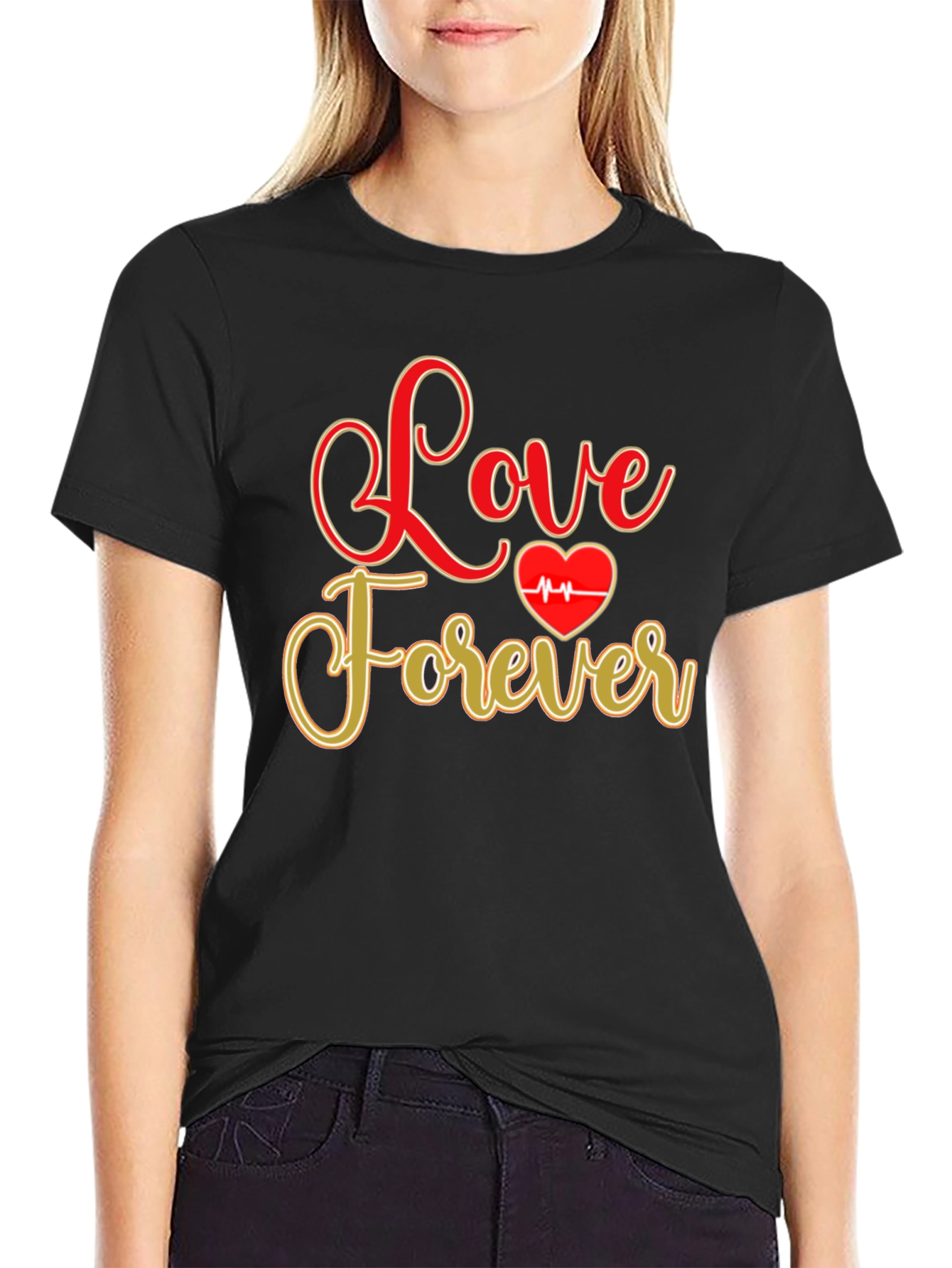 Black Love Forever Valentine's Day Graphic Tee - Black view 2