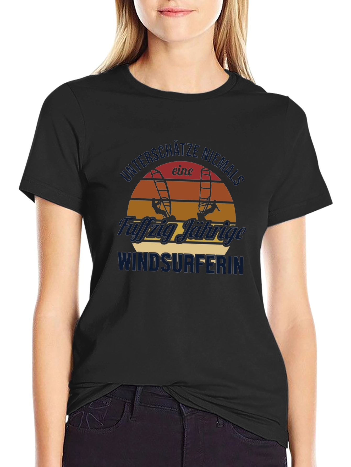 Black Windsurfer Sunset Graphic Tee - Black Cotton view 2