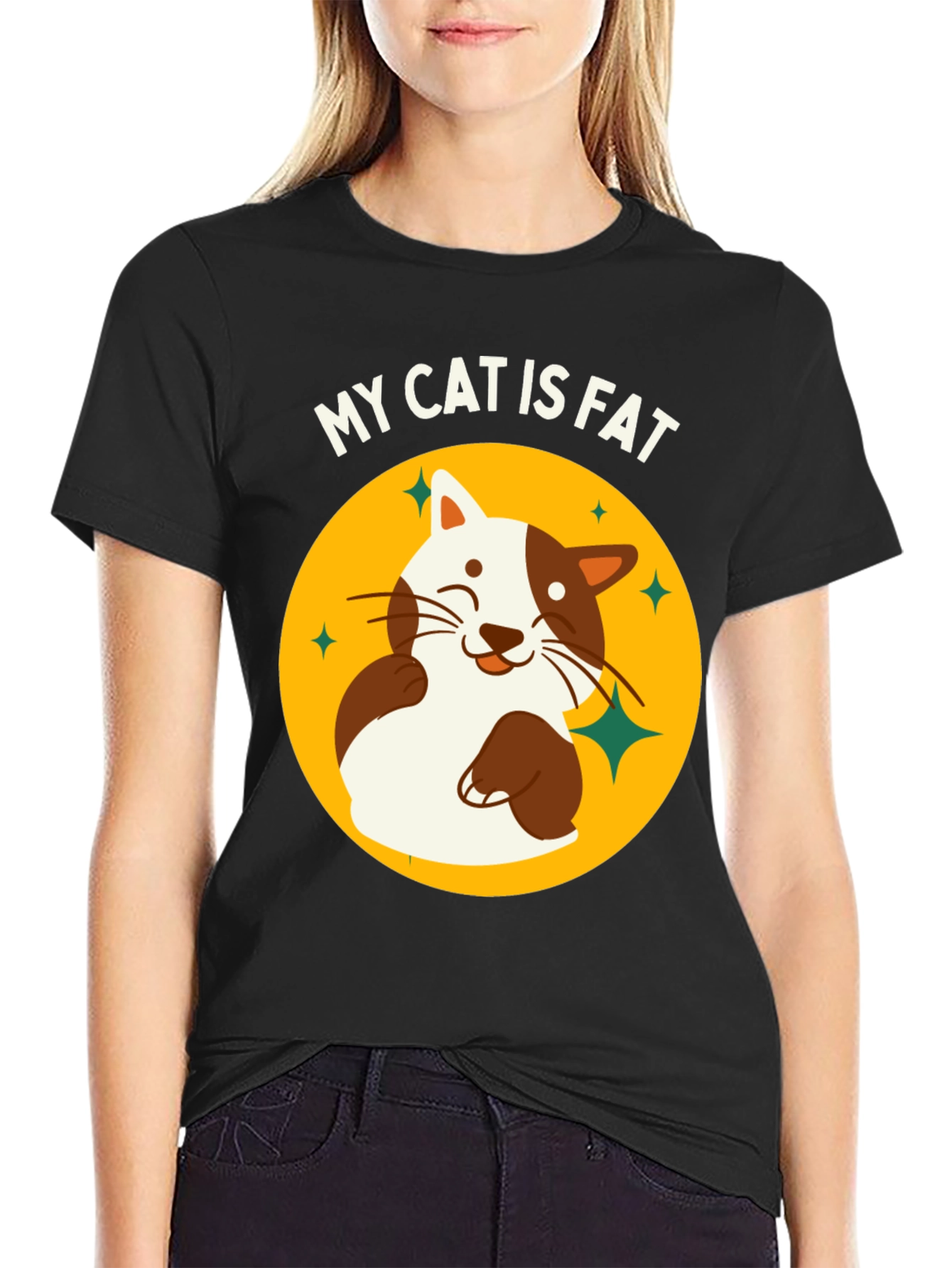 Black My Cat is Fat Funny T-Shirt view 2