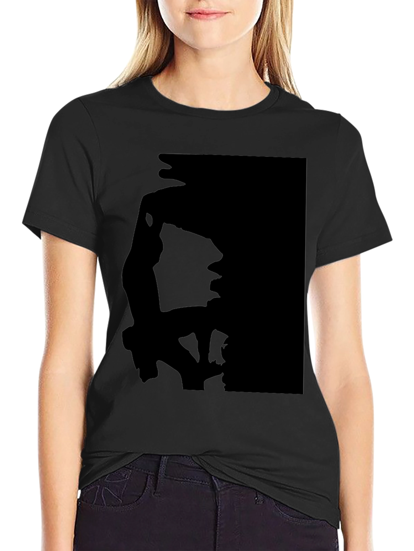 Black Silhouette Print Black T-Shirt view 2