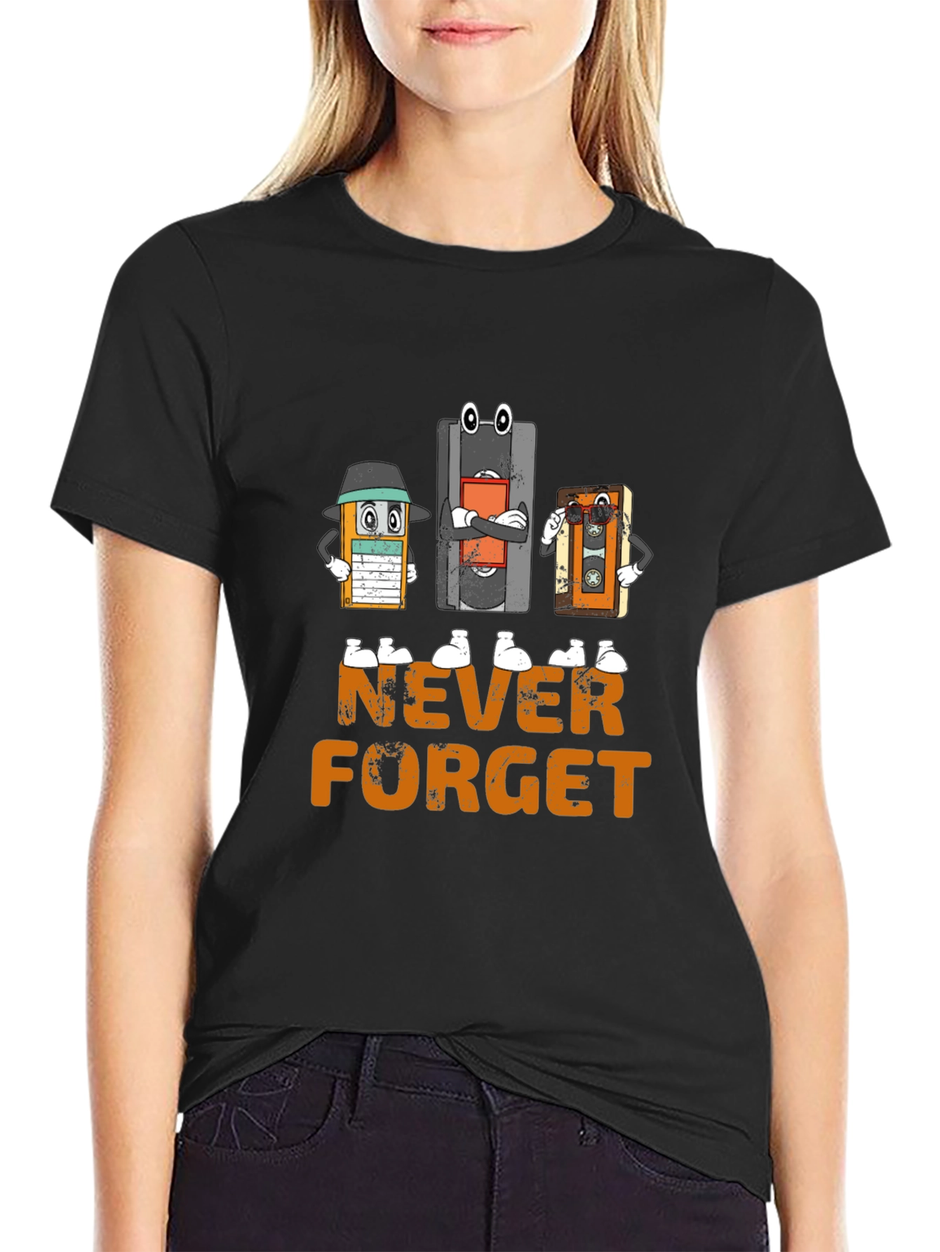 Black Never Forget Cassette T-Shirt view 2