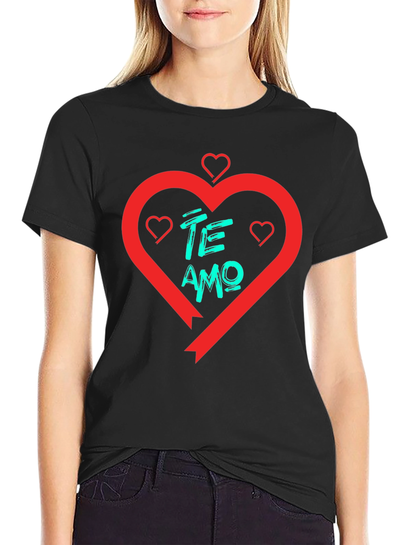 Black Te Amo Heart T-Shirt - Black view 2
