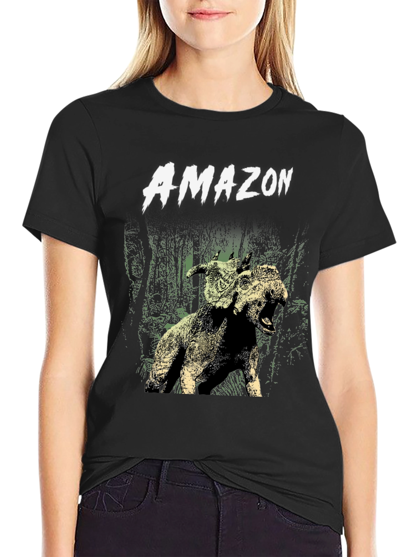 Black Amazon Graphic T-Shirt - Men's Black Tee view 2