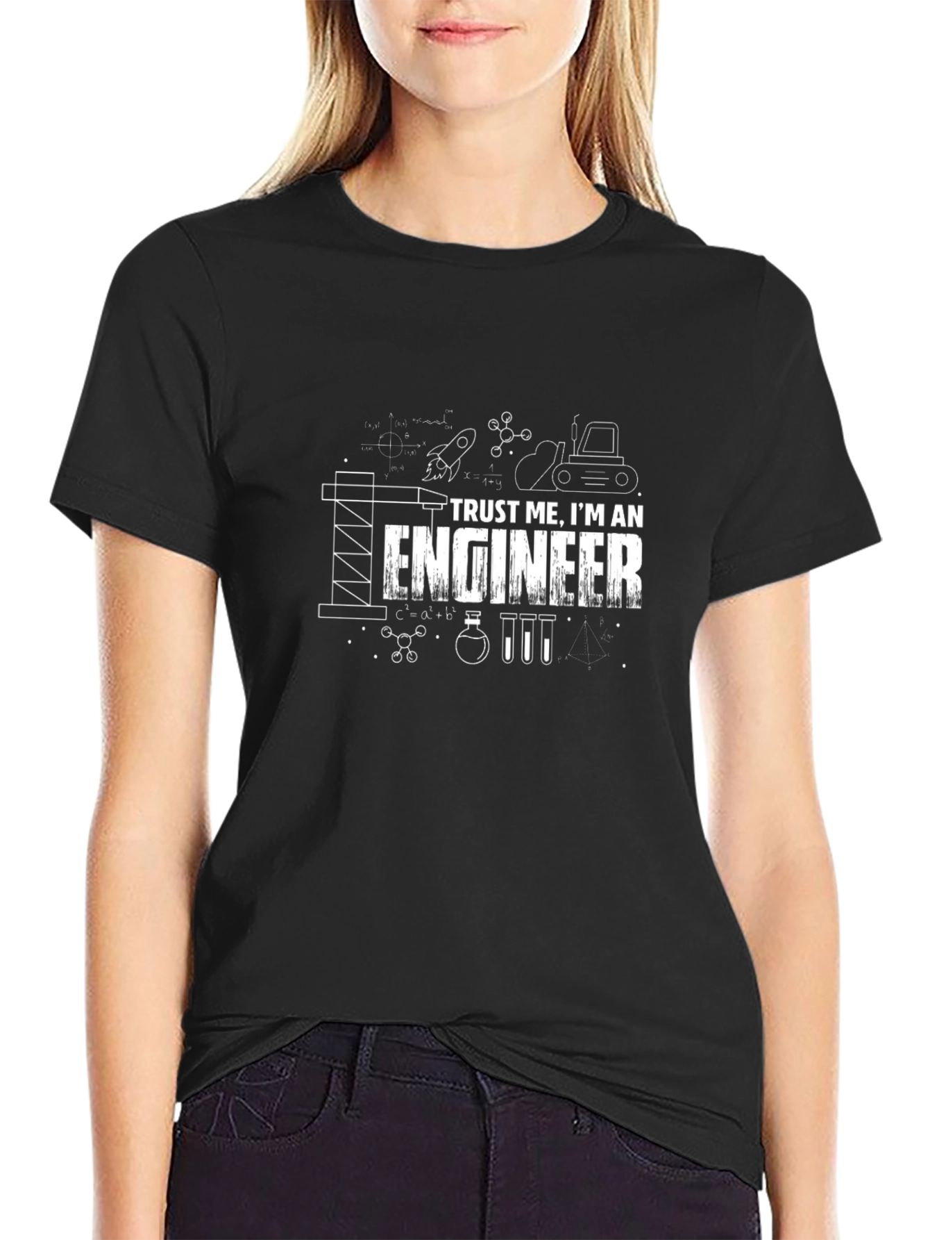 Black Trust Me I'm An Engineer T-Shirt view 2