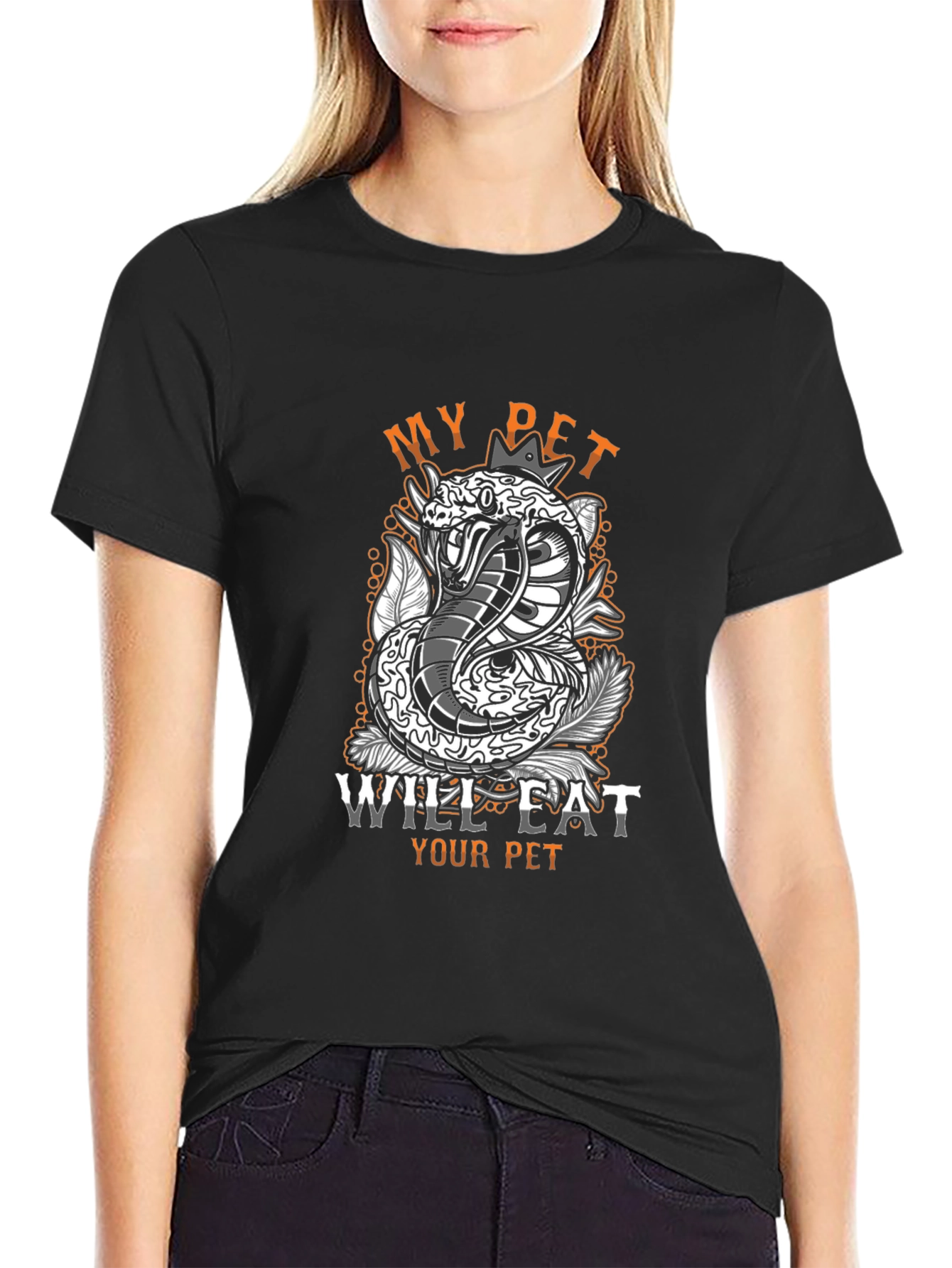 Black My Pet Will Eat Your Pet T-Shirt view 2