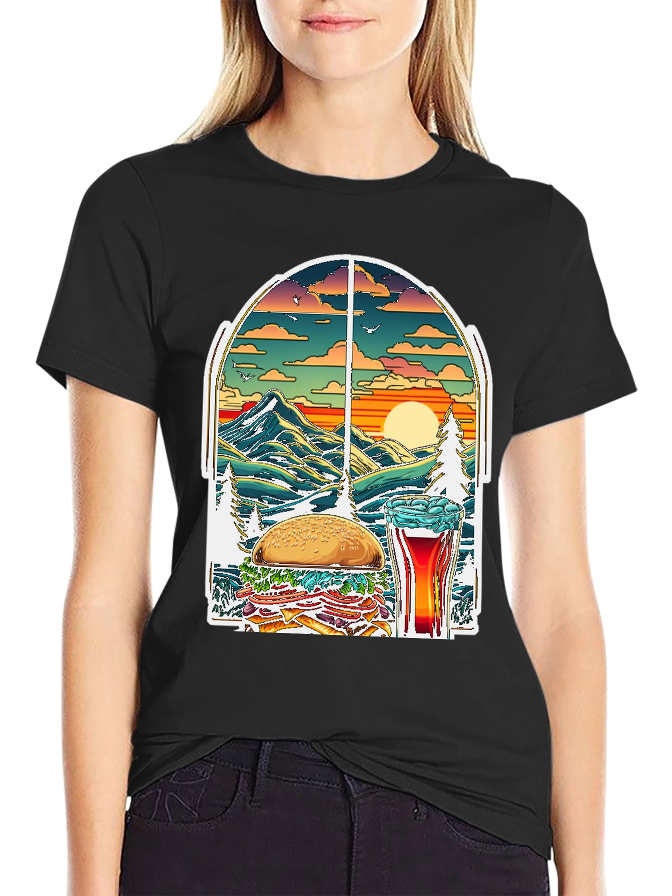Black Burger Beer Nature T-Shirt view 2