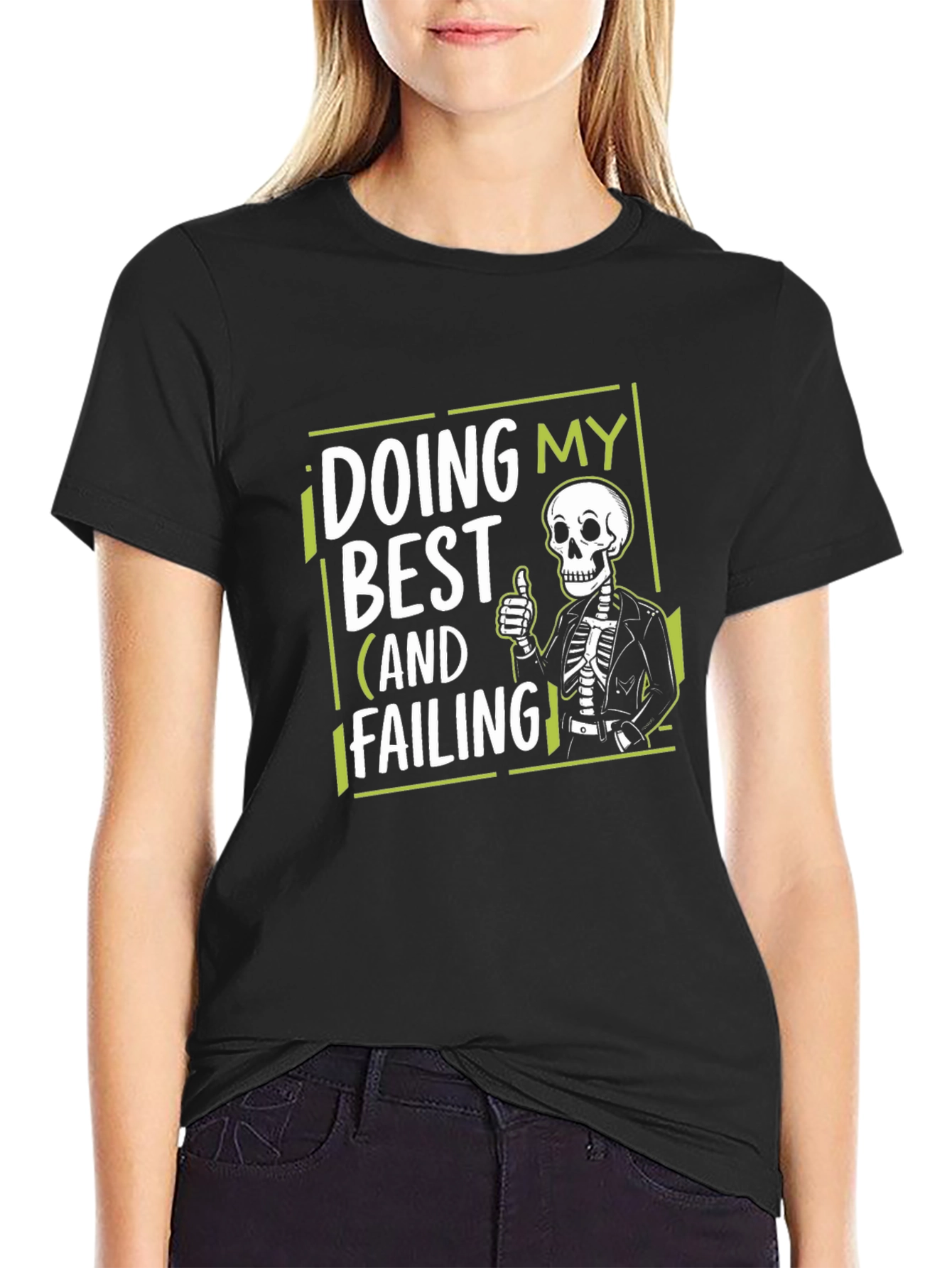 Black Doing My Best Skeleton Graphic Tee view 2