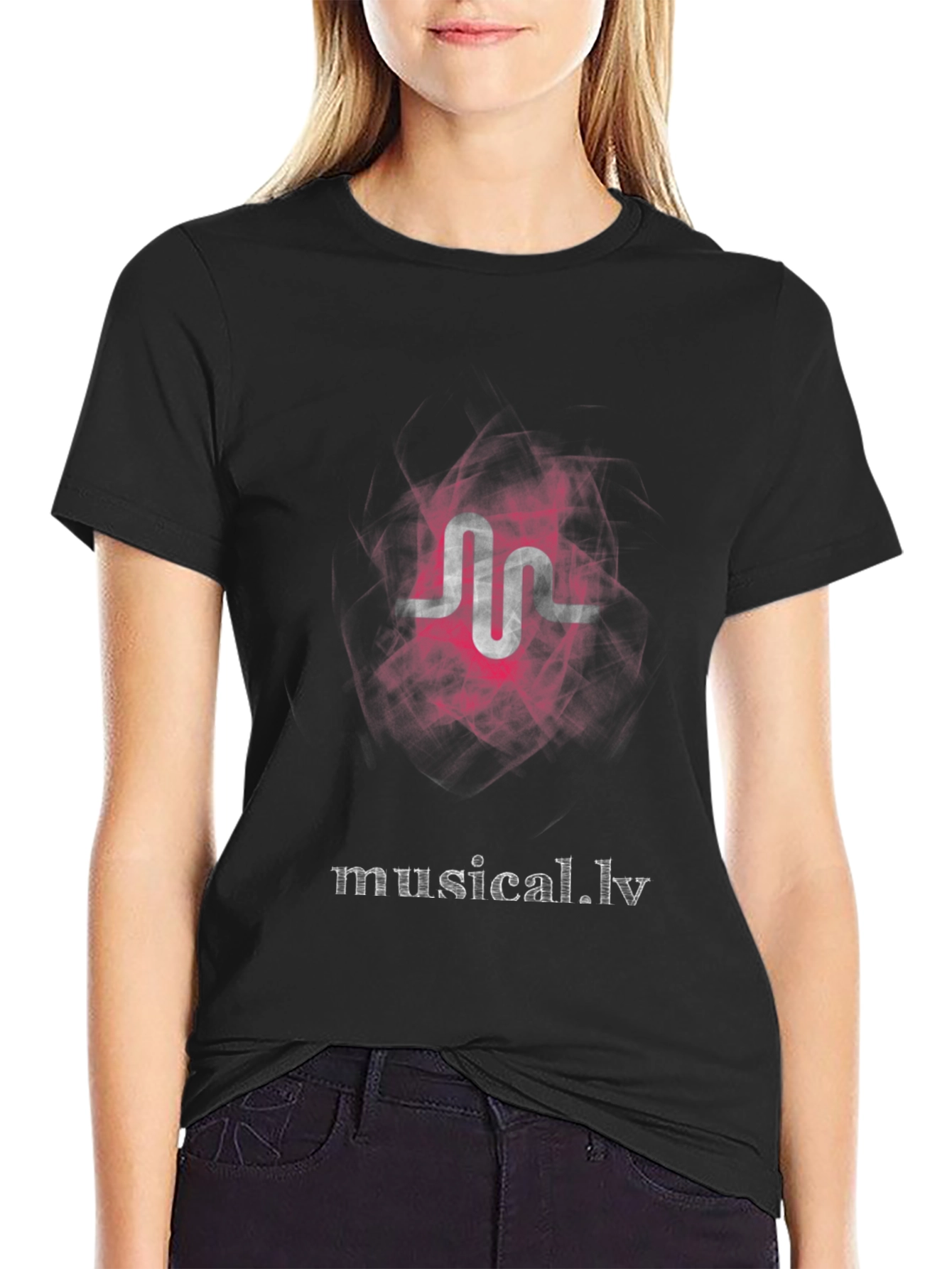 Black Musical.ly Logo Graphic T-Shirt - Trendy Black Tee view 2