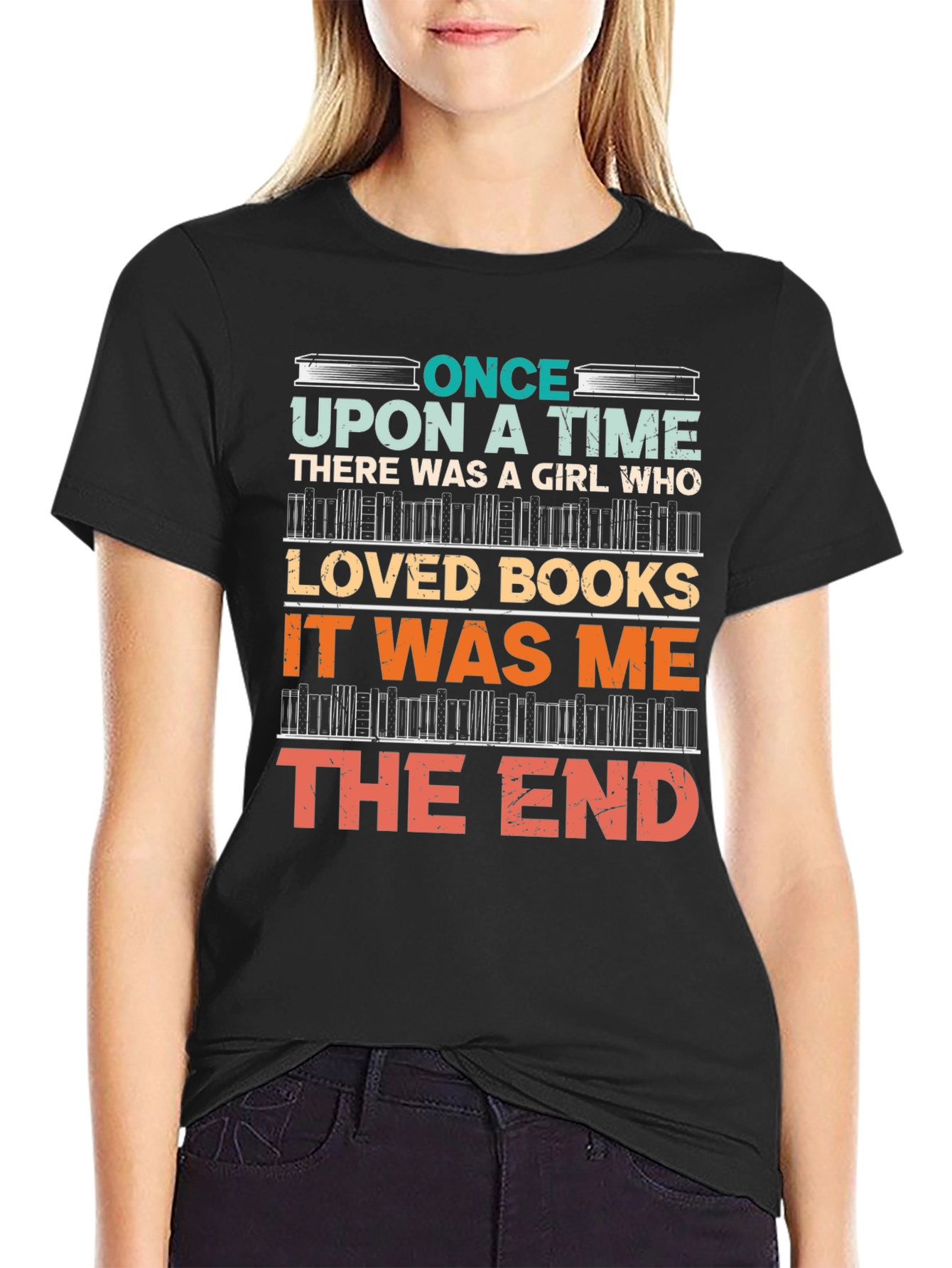 Black Book Lover T-Shirt - Once Upon a Time Girl Who Loved Books view 2