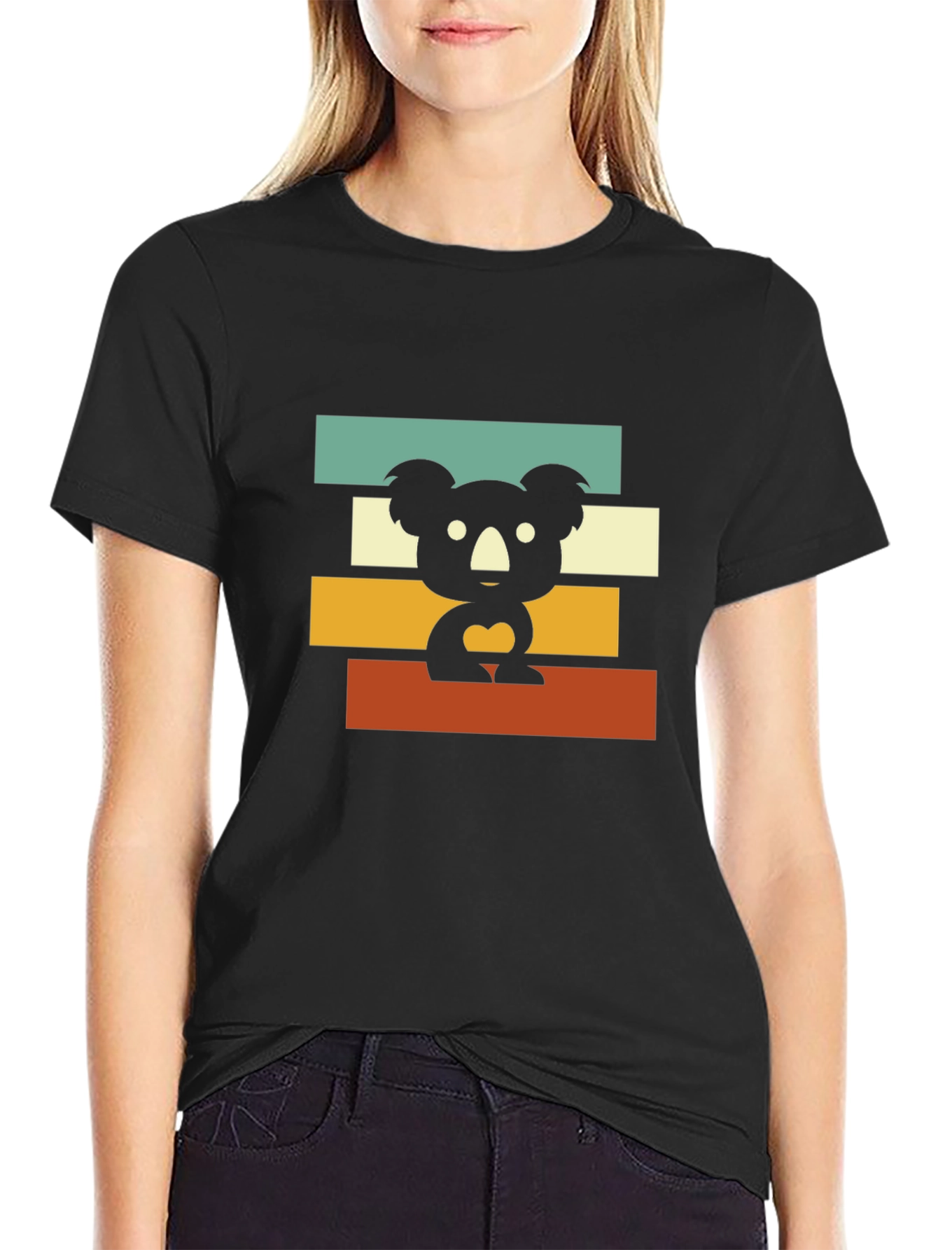Black Retro Koala T-Shirt - Black Graphic Tee view 2