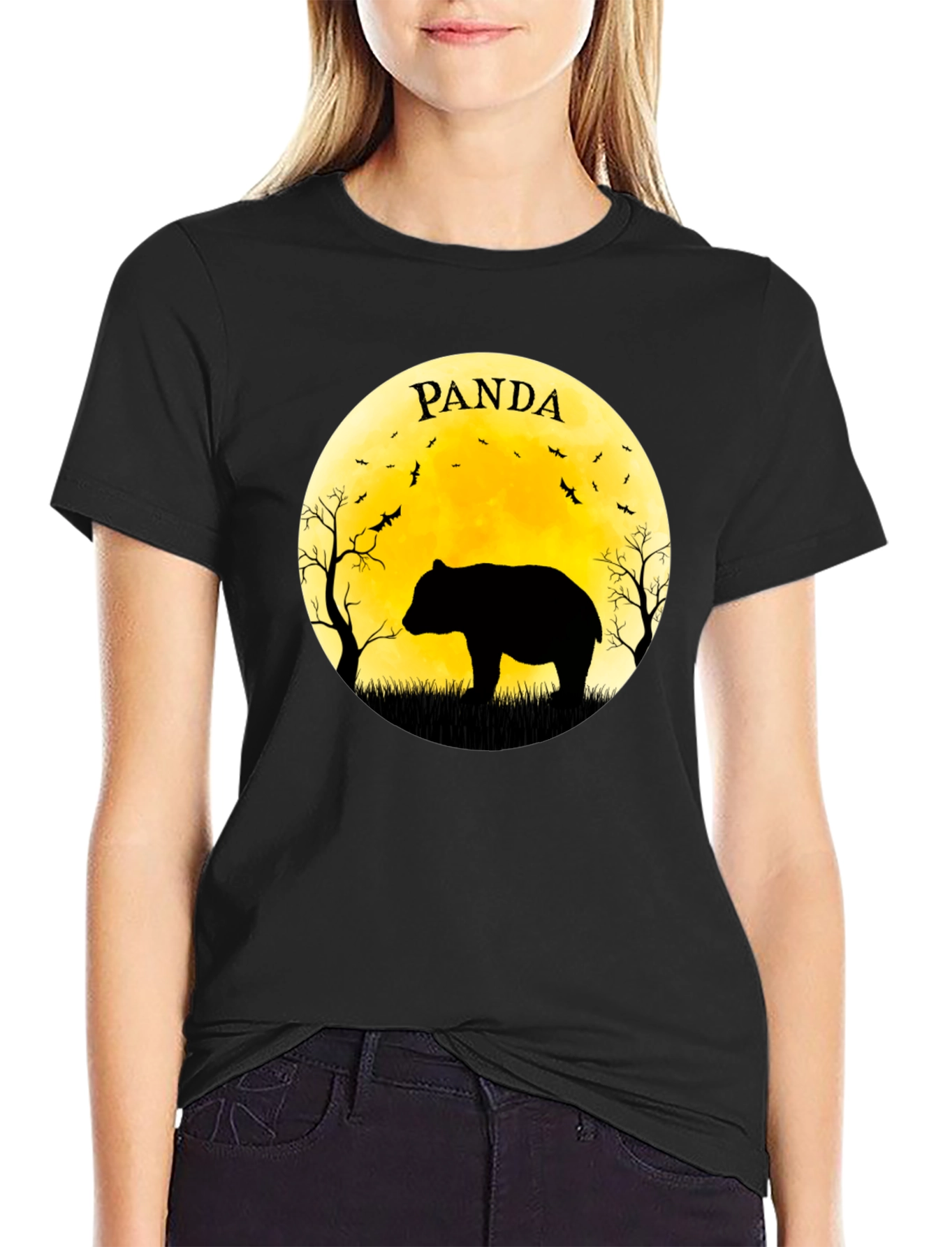 Black PANDA Silhouette Tee - Unique Graphic T-Shirt view 2